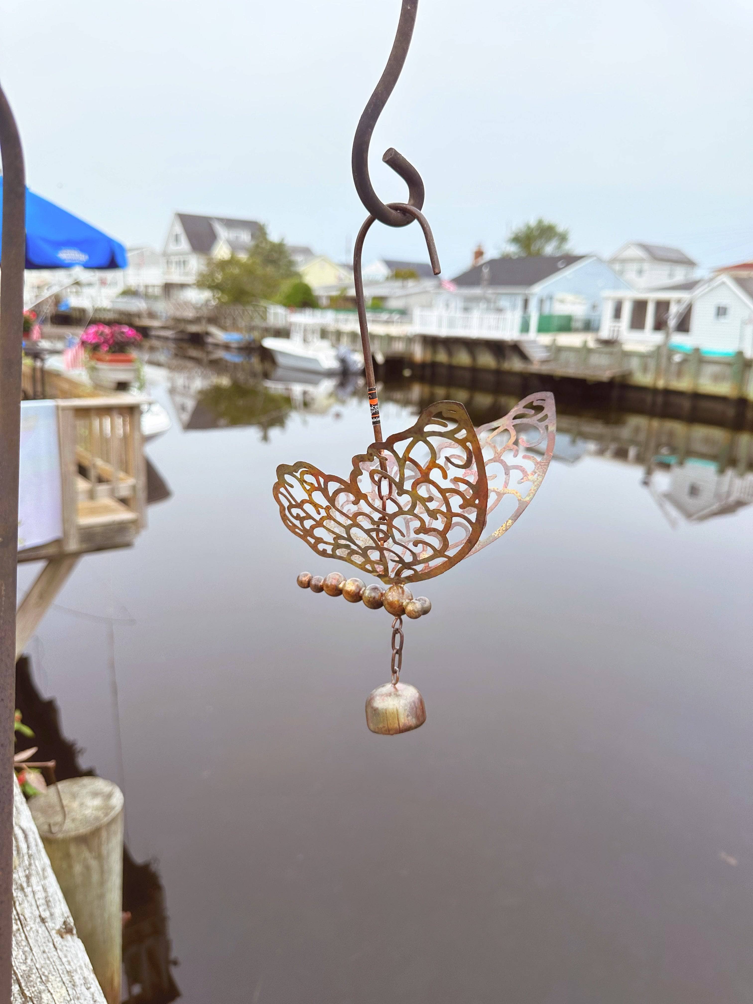 Handmade Hanging Butterfly with Bell Ornament - Wind Chime for Garden, Patio, Nursery & Home Decor