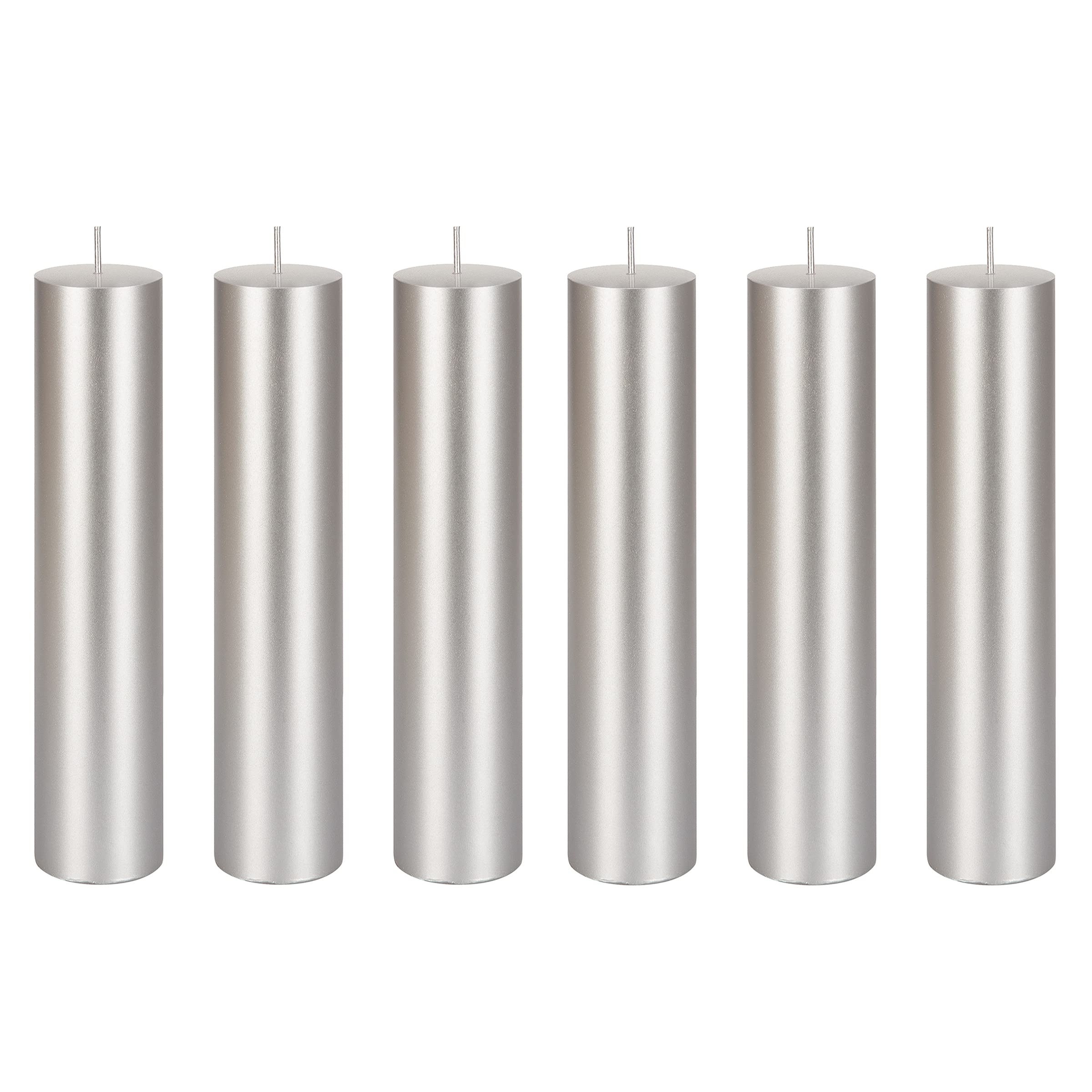Premium Unscented Silver Pillar Candles Set of 6 - 2x9 Inch Hand-Poured Wax Candles for Home Decor, Weddings, Spa Relaxation, Holiday Centerpieces & Prayer Vigils - Elegant Party Decorations & Celebration Essentials