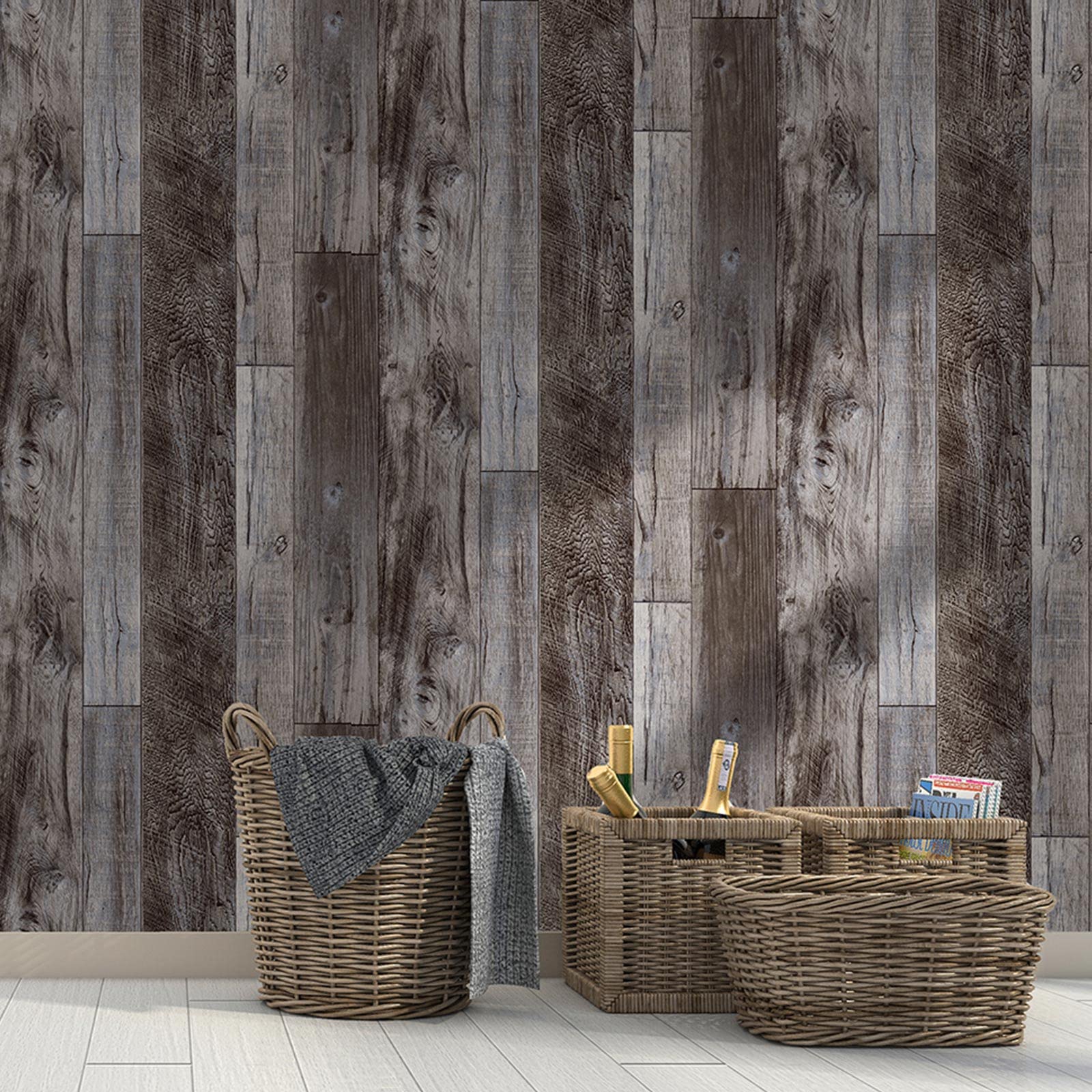 Yun-aeon Gray Wood Peel and Stick Wallpaper - 17.3