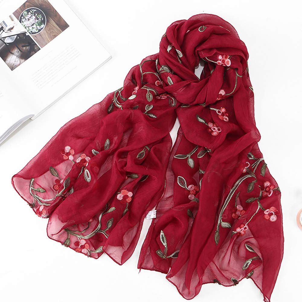 Elegant Muslim Hijab Scarf for Women - Lightweight Chiffon Wrap with Embroidery, Perfect for Fall & Everyday Wear | Modest Fashion Headband & Prayer Accessory