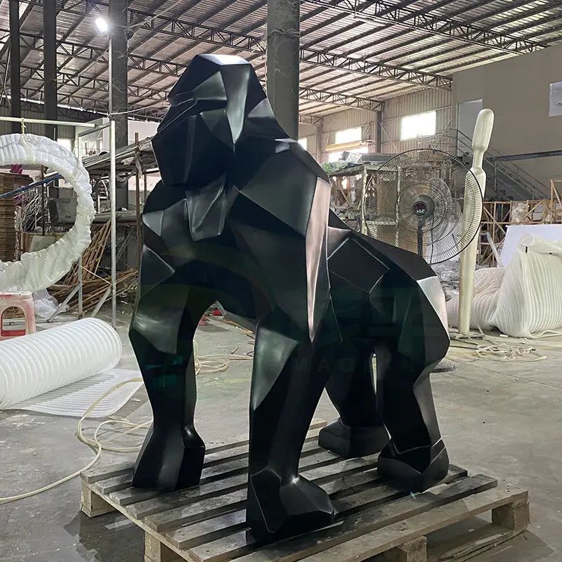 Premium Gorilla Fiberglass Resin Sculpture - Matt Finish, Durable & Lightweight Art Piece for Home Decor, Office Display, and Garden Ornament
