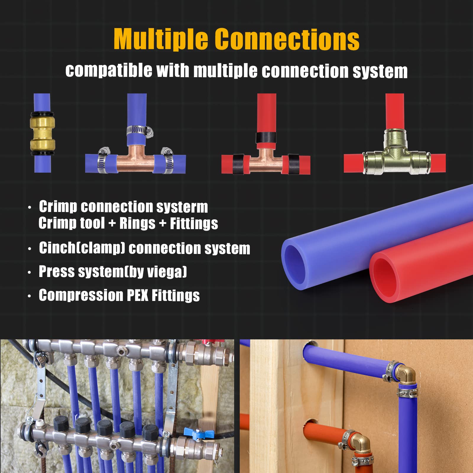 GARVEE 2x300FT PEX A Pipe 1/2 Inch PEX Tubing - Flexible Plumbing Supply for Residential Water Lines & Radiant Floor Heating Systems | Perfect for Home Renovation, DIY Plumbing Projects & Hydronic Heating Installations