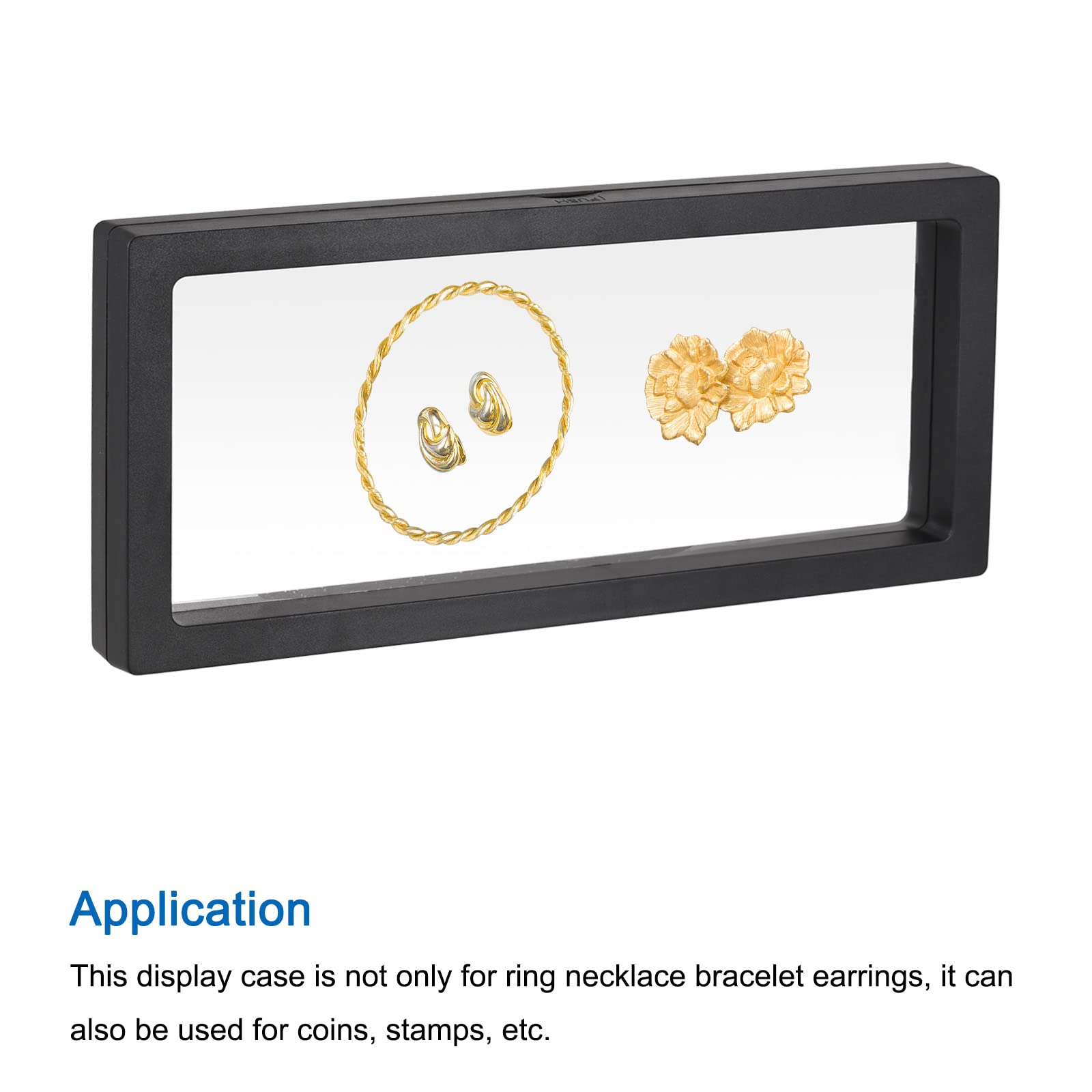 Meccanity Floating Frame Jewelry Display Stand - 3D Acrylic Display Case for Rings, Necklaces, Bracelets & Earrings (11.81