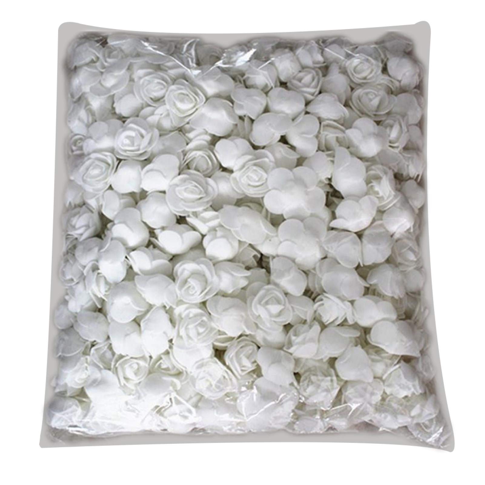 500Pcs White PE Foam Rose Head Artificial Flowers for DIY Bear Dolls, Wedding Decorations, Home Decor - Perfect for Bouquets, Centerpieces, and Craft Projects