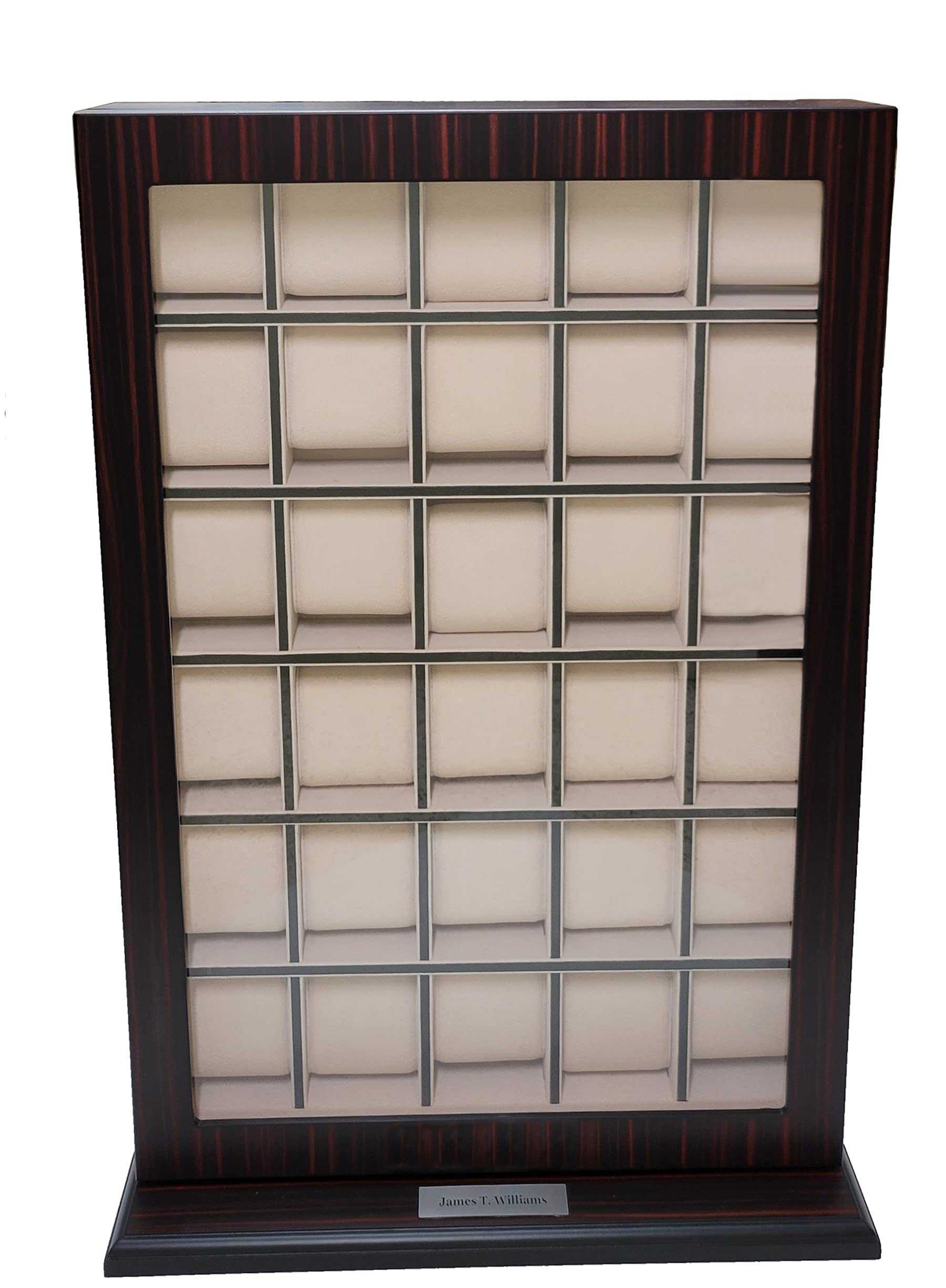 30-Piece Ebony Wood Personalized Watch Display Case - Wall Hanging Storage Organizer Box & Stand for Luxury Watch Collectors - Perfect for Home, Office, or Retail Store Display