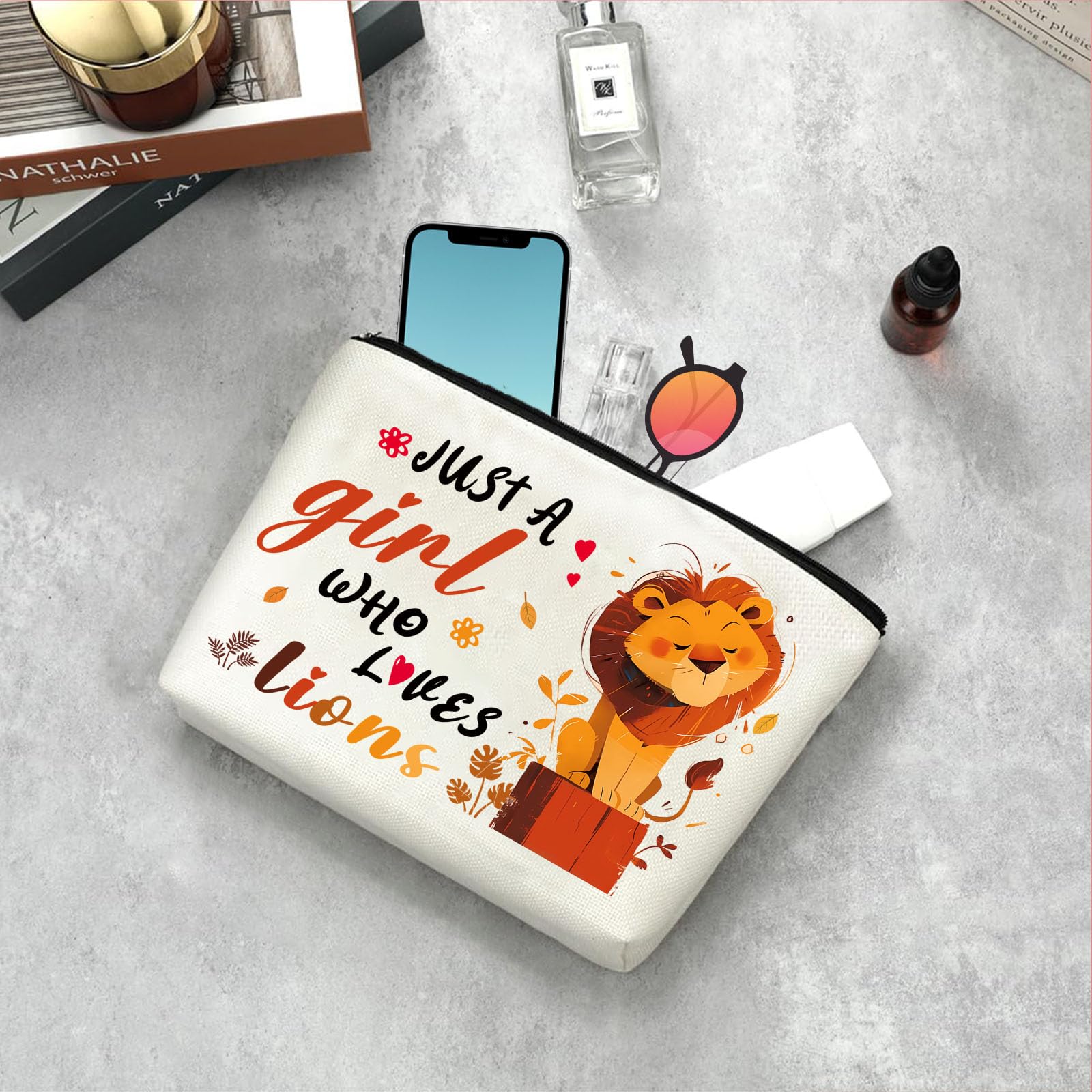 Lion Makeup Bag for Women - Jungle Themed Birthday Decor, Christmas Gift for Lion Lovers, Friends, Daughter, Sister, Niece - Cartoon TV Show Merchandise | Perfect for Travel, Cosmetics Storage & Lion-Themed Party Favors