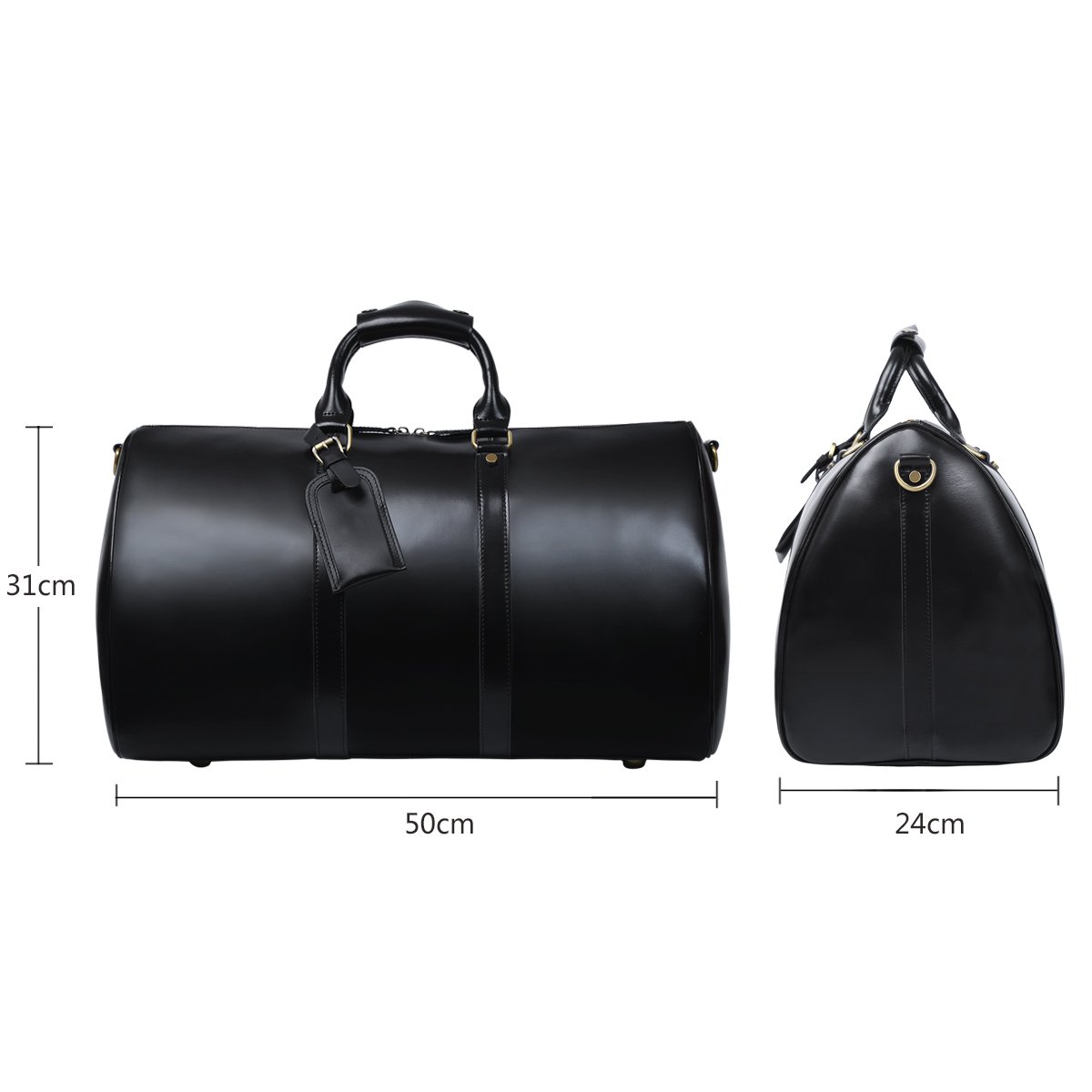 Premium Genuine Leather Travel Duffle Bag for Men & Women - Vintage Style Weekender Overnight Bag with Spacious Capacity - Perfect for Airplane Carry-On, Gym, Business Trips & Weekend Getaways