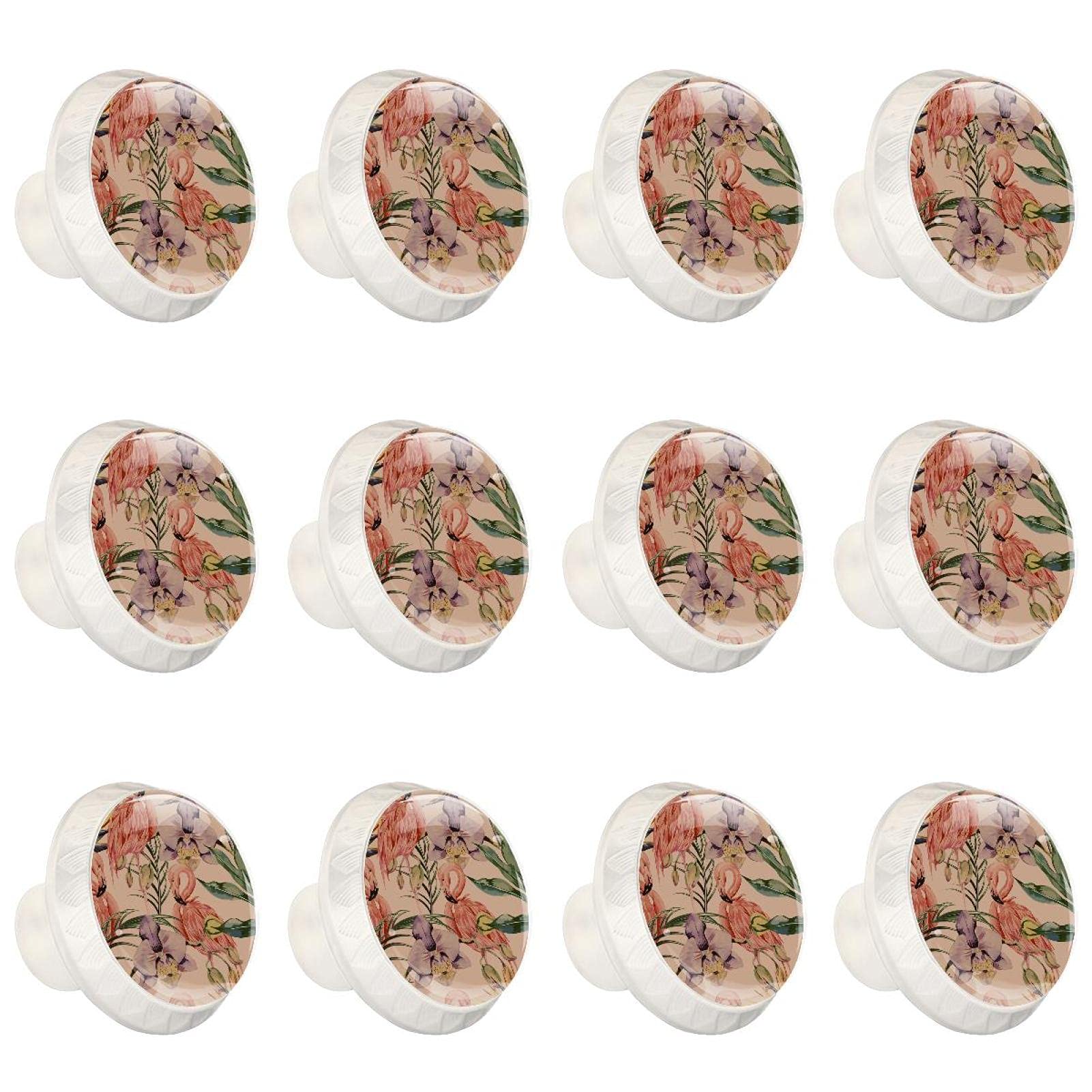 Vintage Flamingo Cabinet Knobs - 12 Pack Round Decorative Drawer Pulls for Kitchen Cabinets, Closet, Dresser | Durable Hardware for Home Renovation & DIY Furniture Upgrade