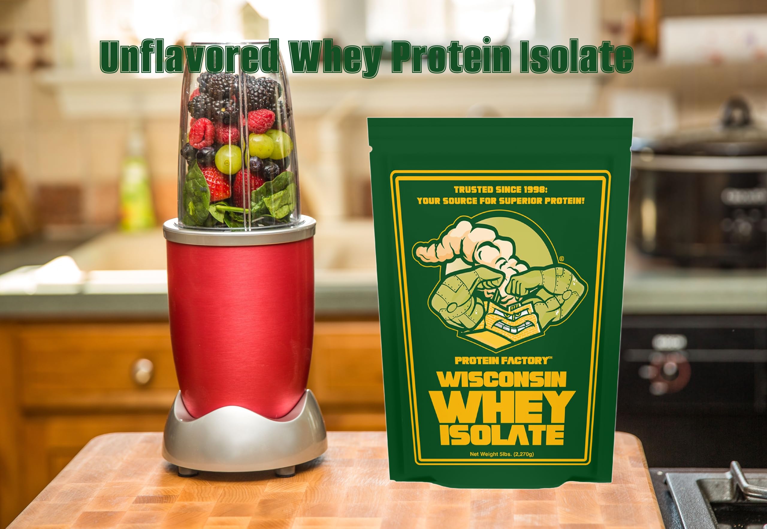 **Wisconsin Unflavored Whey Protein Isolate - 5 lbs (75 Servings) | 90% Pure Protein, Lactose & Fat-Free | Muscle Growth & Recovery Supplement for Athletes & Fitness Enthusiasts | Ideal for Post-Workout Shakes, Smoothies & Baking**