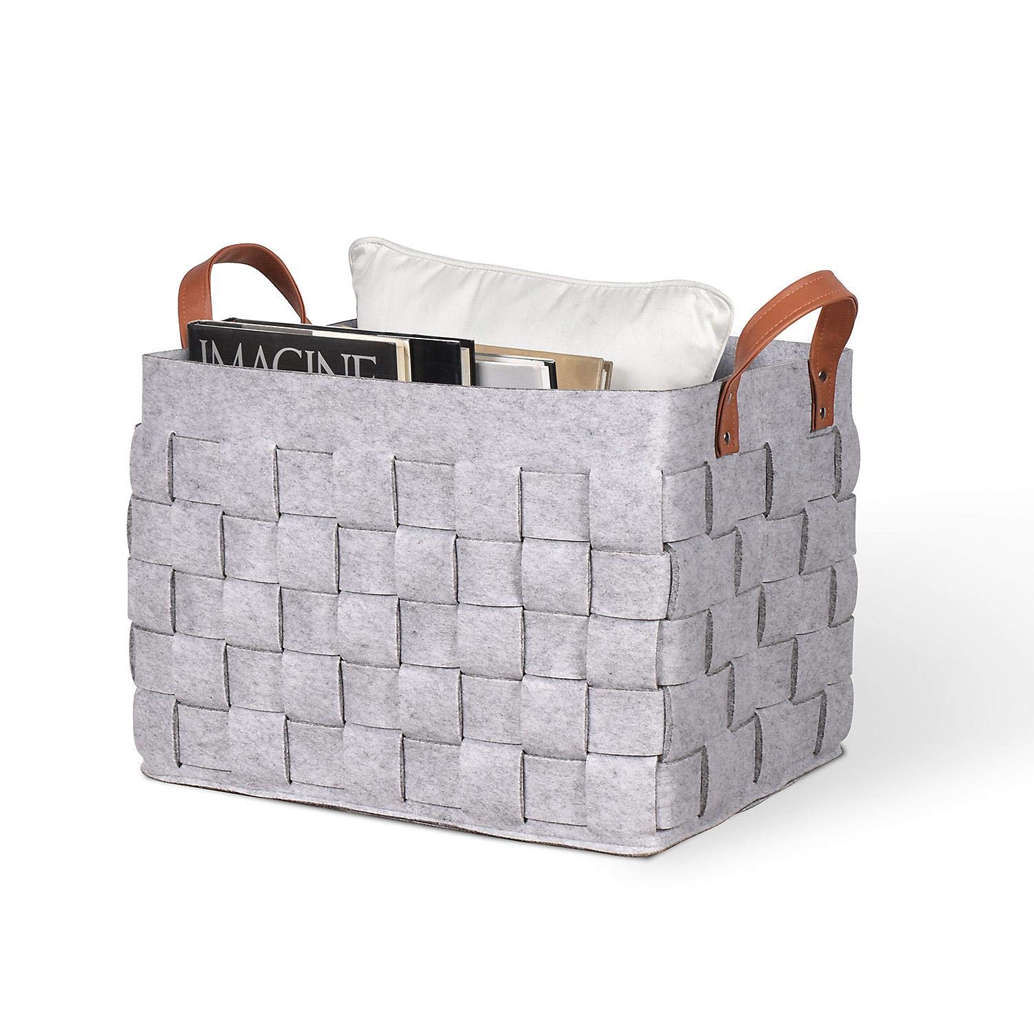 Bintopia Gray Felt Woven Storage Bin for Home Organization