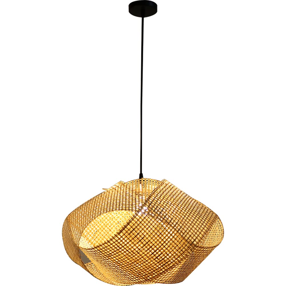 LITFAD Asian Handcrafted Rattan Pendant Light - 19.7