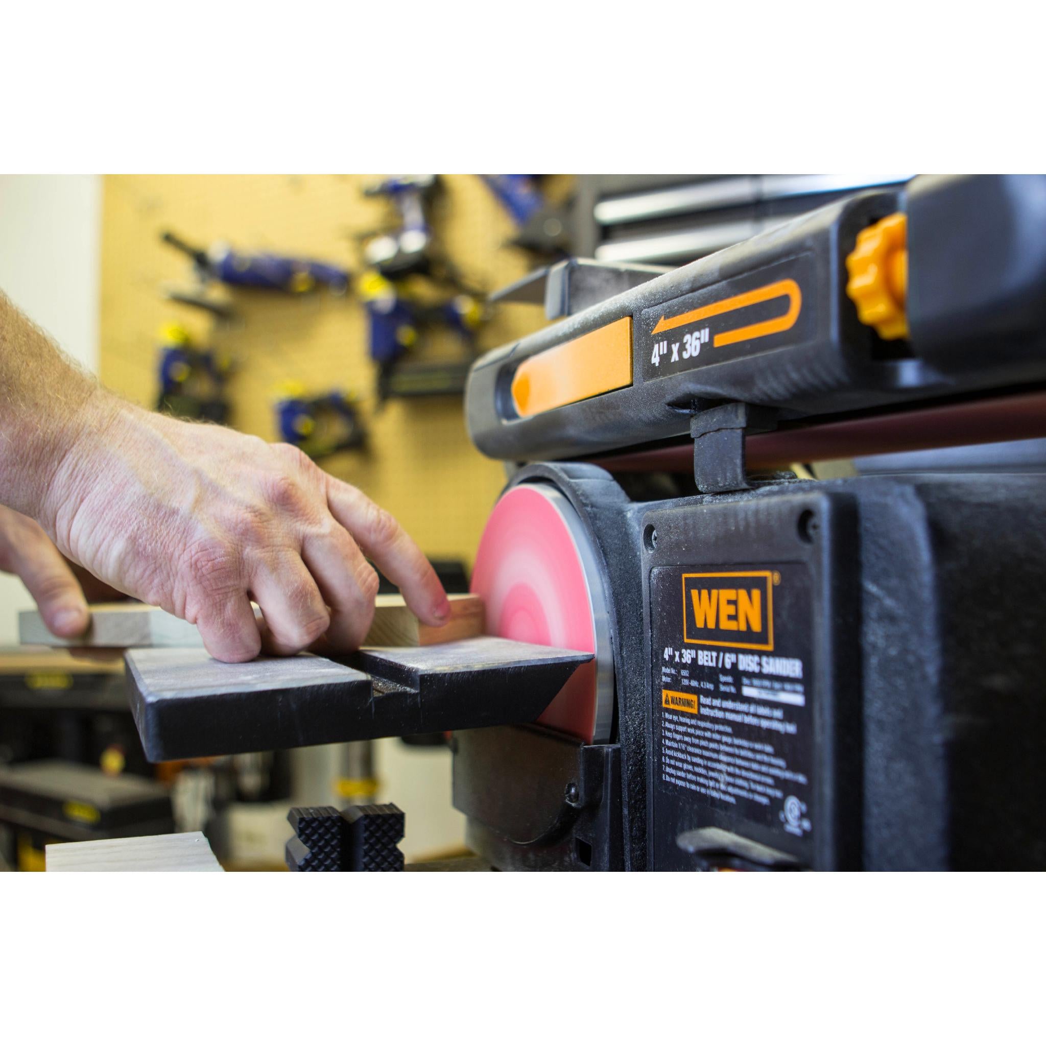 WEN R6502T 4.3 Amp 4x36 Inch Belt & 6 Inch Disc Sander with Cast Iron Base | Refurbished Power Tool for Woodworking, Metal Sanding & DIY Projects