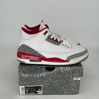 AIR JORDAN 3 Cardinal Red Retro Sneakers - Men's Size 10 (CT8532-126) - Authentic Basketball Shoes for Casual Wear & Sports
