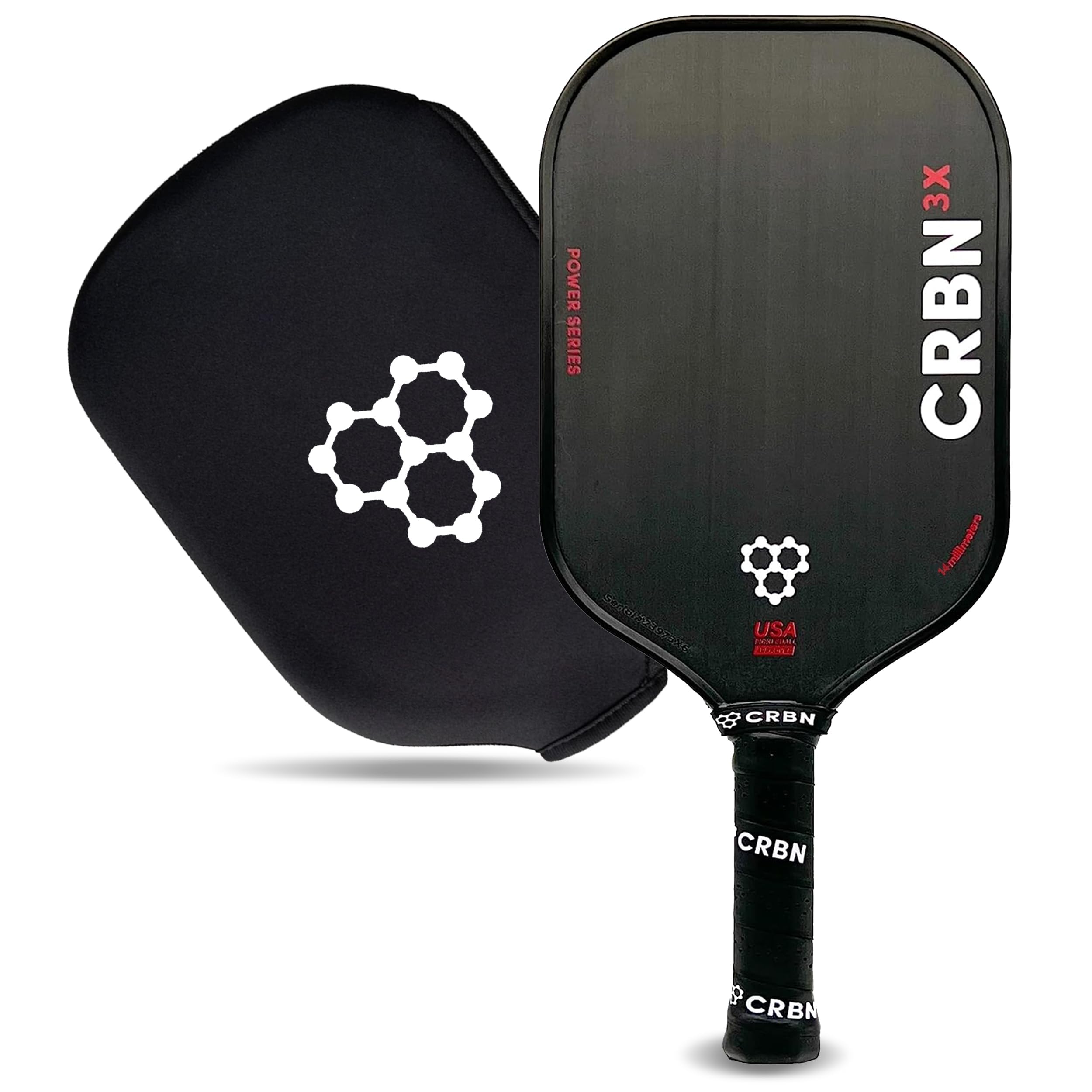 CRBN Power Series Pickleball Paddle - Premium Carbon Fiber Paddle with Foam Injected Edges for Larger Sweet Spot | USCA Approved | Perfect for Competitive Play & Recreational Games