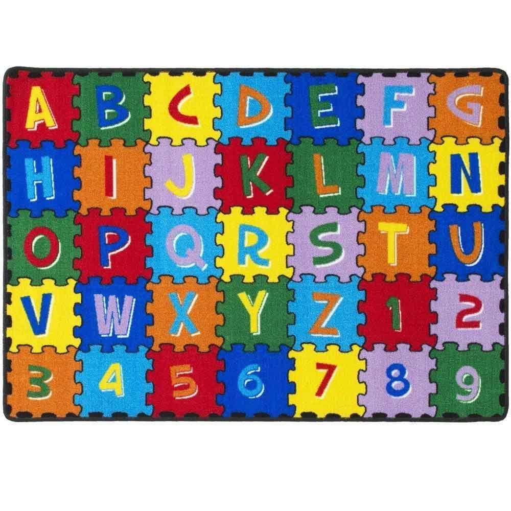 Mybecca Kids ABC Puzzle Area Rug - Educational Alphabet & Numbers Non-Slip Playmat 7'2