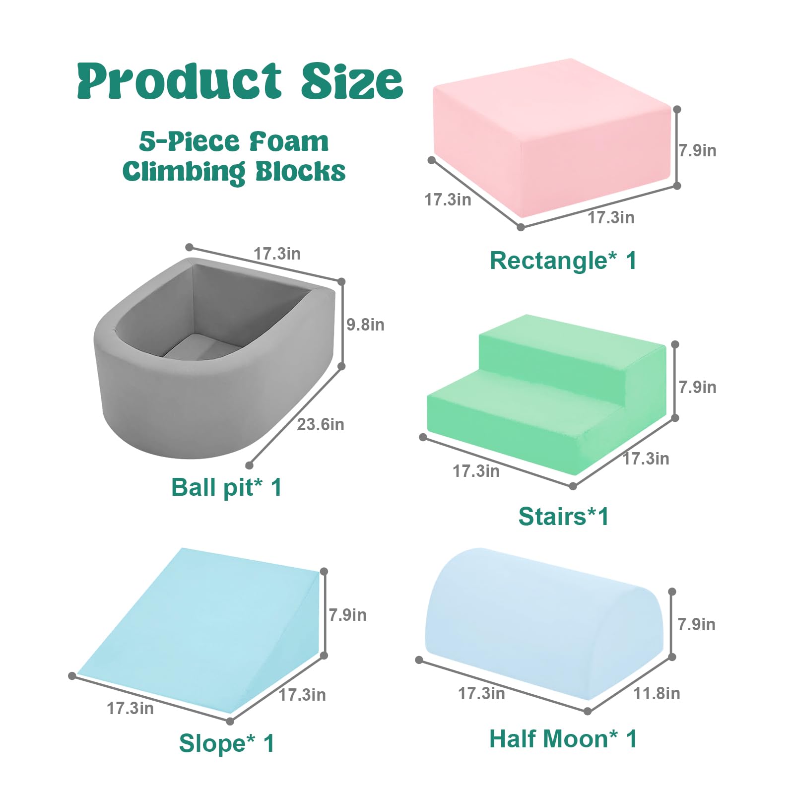 Best Foam Climbing Blocks for Toddlers 1-3 Years - 5-Piece Soft Play Set with Ball Pit (Balls Not Included) - Indoor Climbing & Crawling Activity Toys - Perfect Birthday Gift for Boys & Girls - Great for Playrooms, Daycares and Home Play Areas