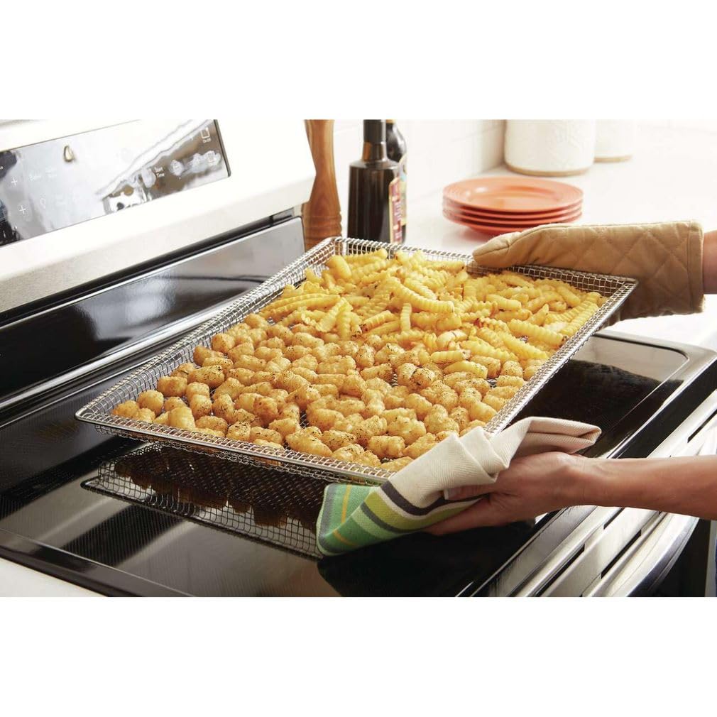 Frigidaire AIRFRYTRAY Ready Cook Oven Insert - Silver Air Fryer Basket (18.4” x 15.3” x 0.8”) & Rack (24.1” x 15.3”) - 15.2 oz - Compatible with Select Frigidaire Models - Perfect for Healthy Air Frying, Roasting & Reheating
