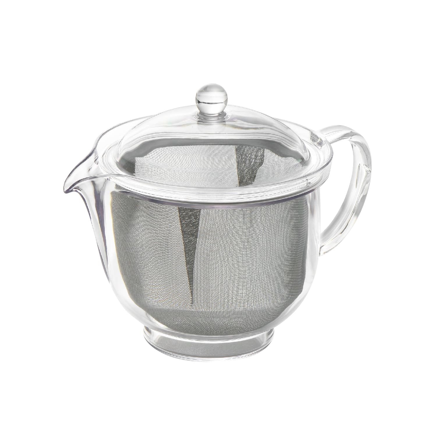 Akebono Clear Plastic Tea Pot with Stainless Steel Mesh Strainer - 32oz Glass Teapot for Loose Leaf Tea | Perfect for Home, Office & Tea Ceremonies