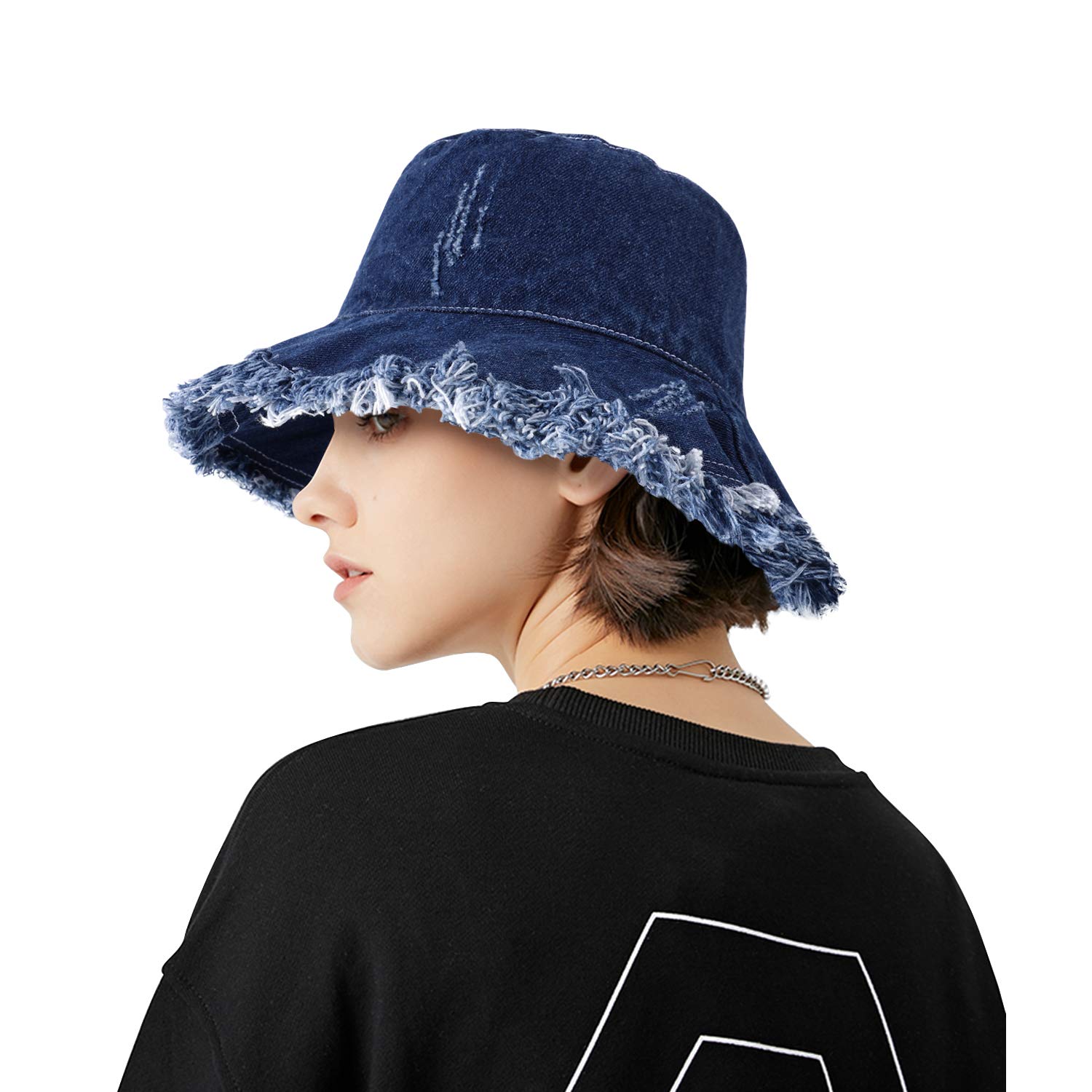 DOCILA Denim Bucket Hats for Women & Men - Blue Jean Western Fisherman Hats, Packable Cowboy Style Sun Hat for Outdoor Activities, Beach, Fishing & Summer Fashion