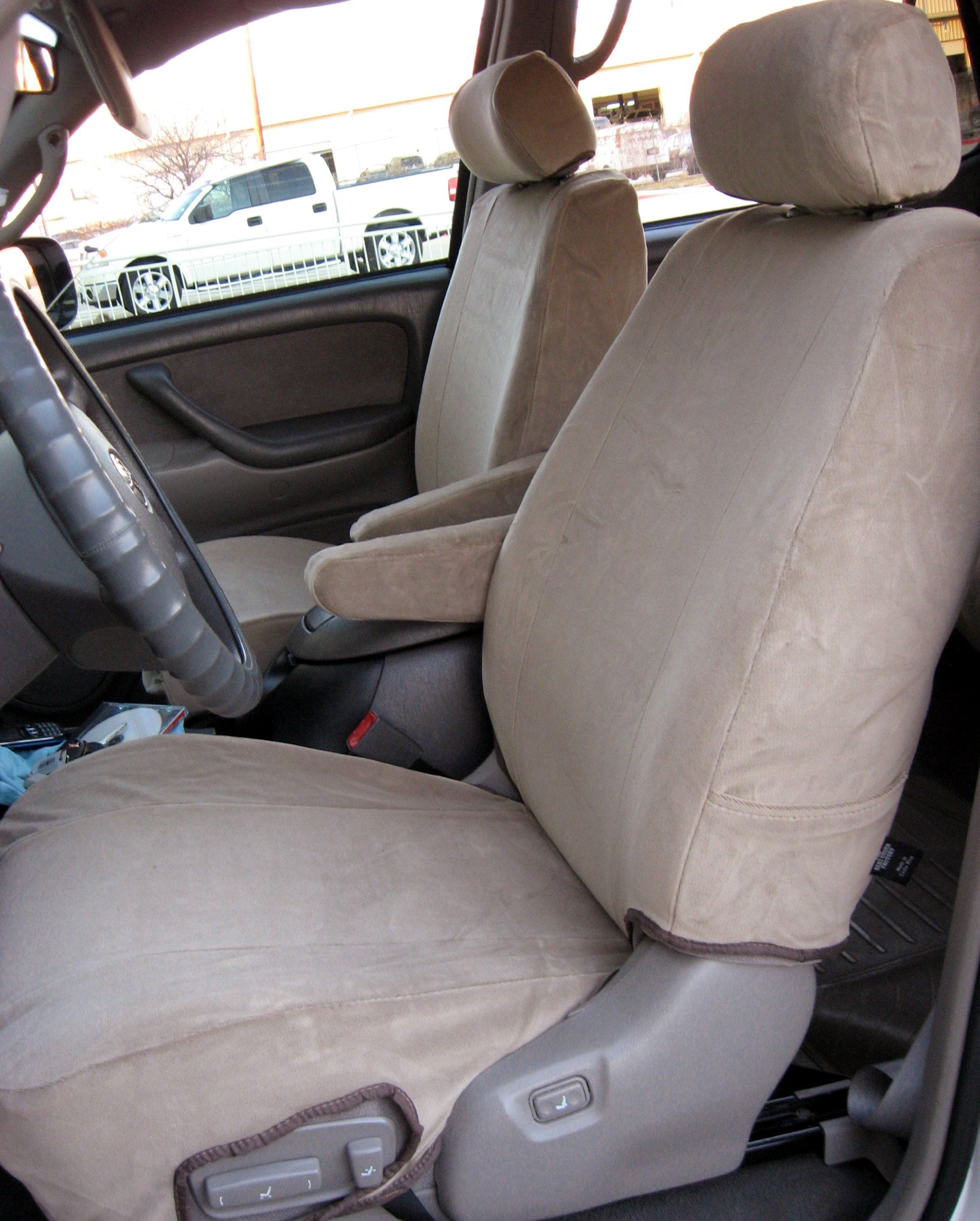 Durafit Custom Seat Covers for 2000-2004 Toyota Sequoia - Tan Color, 3-Row Full Set - Perfect for Road Trips, Family Outings & Off-Road Adventures