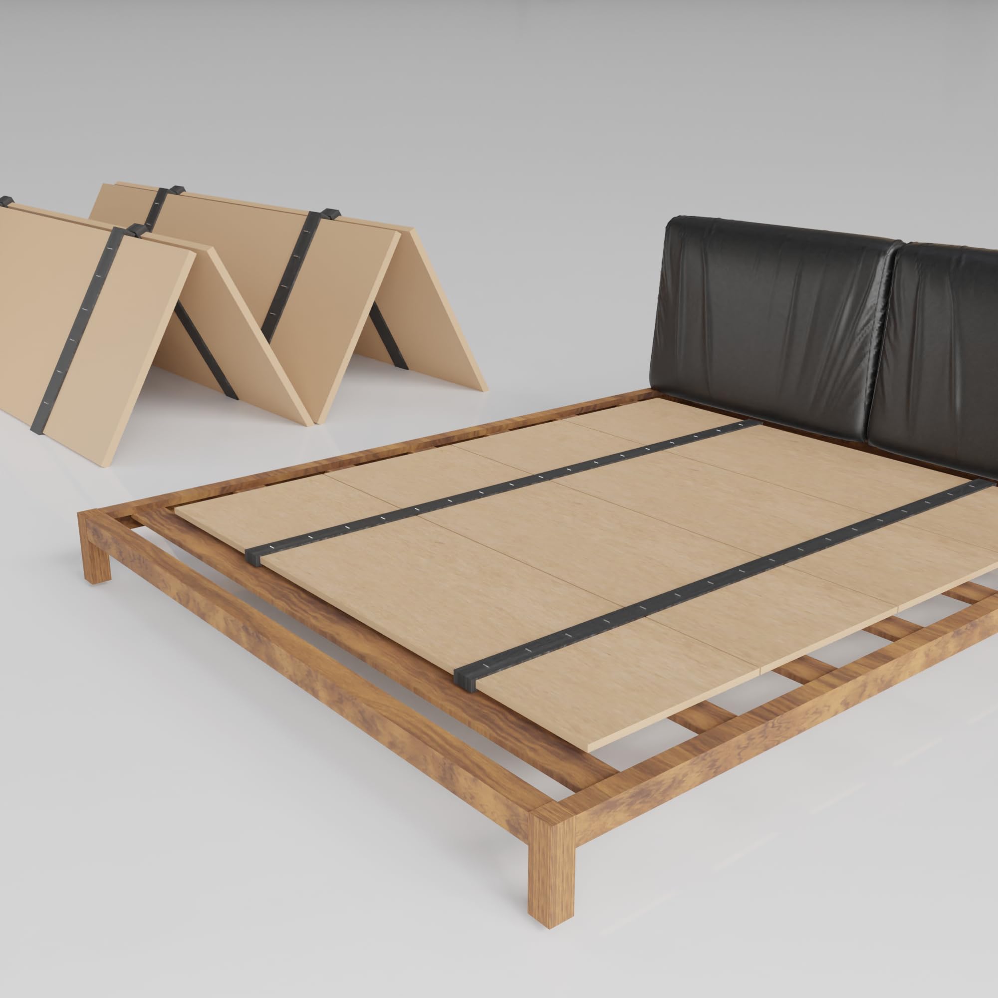 Foldable Box Spring & Bunkie Board - Queen Size Bed Support Board for Day Beds, Trundle Beds, Bunk Beds & Platform Beds - Easy No Assembly Required - Beige - Perfect for Guest Rooms, Dormitories & Space-Saving Bedroom Solutions