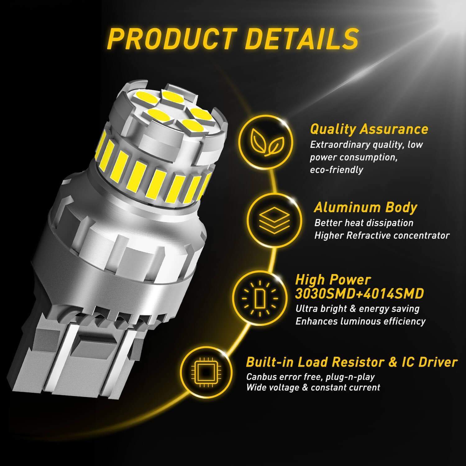 AUXITO 7443 LED Bulb - Super Bright 7440 T20 W21W Replacement for Reverse Light, Tail Light & Brake Light | Perfect for Cars, Trucks & SUVs in Night Driving & Parking