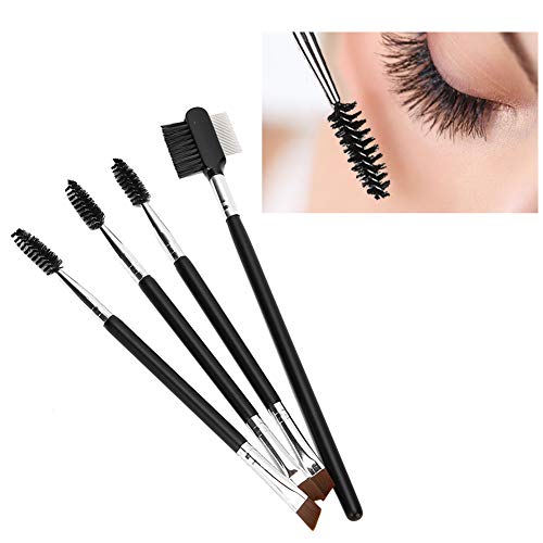 4Pcs Professional Eyebrow & Eyelash Brush Set - Dual Ended Flat Brush & Comb for Perfect Eye Makeup | Ideal for Lash Extensions, Eyebrow Shaping & Daily Cosmetic Application