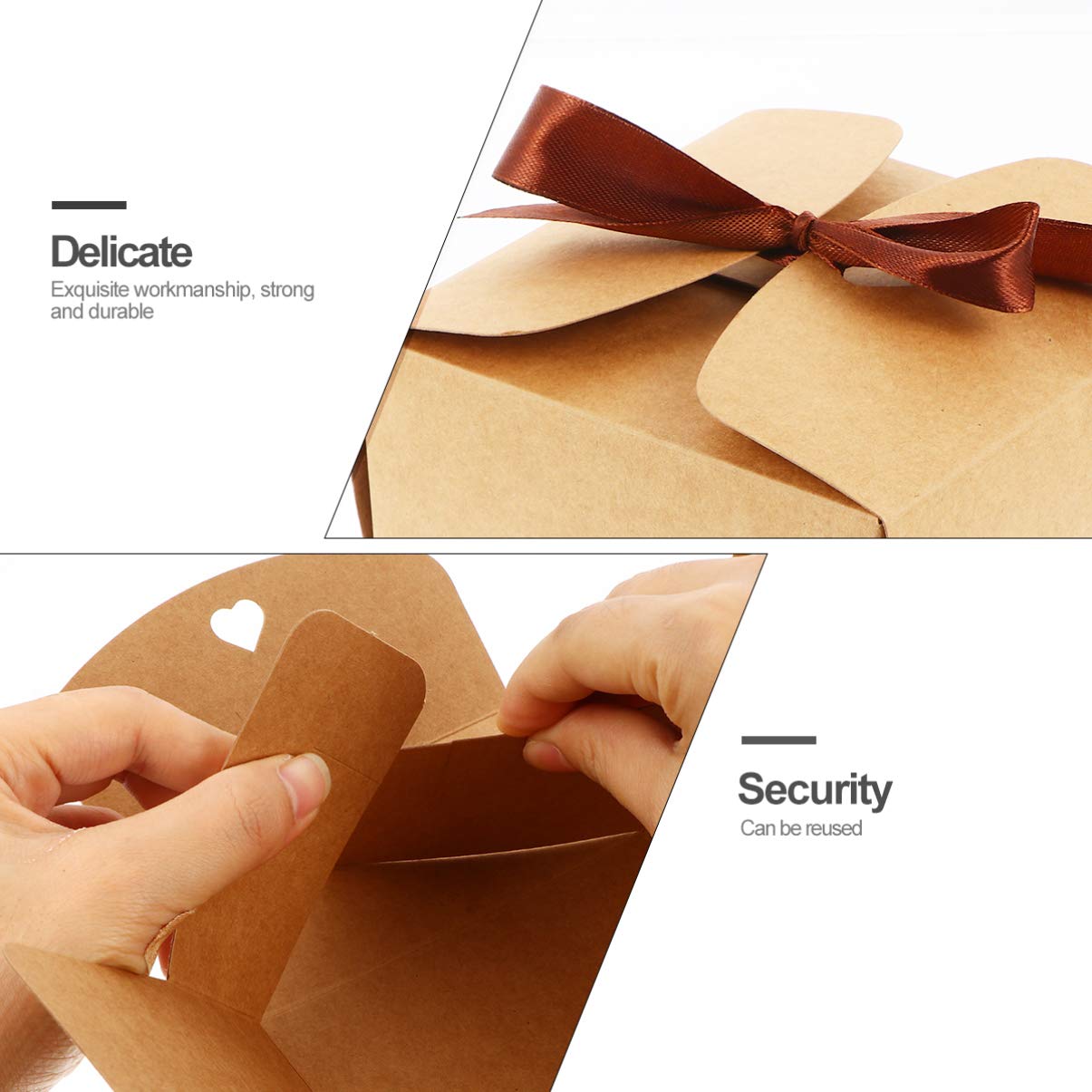 20Pcs Kraft Paper Candy Boxes - Eco-Friendly Wedding Treat Containers for Cookies, Biscuits & Pies | Perfect for Birthday Parties, Baby Showers & Wedding Favors | Reusable & Food-Safe Kraft Paper Trays