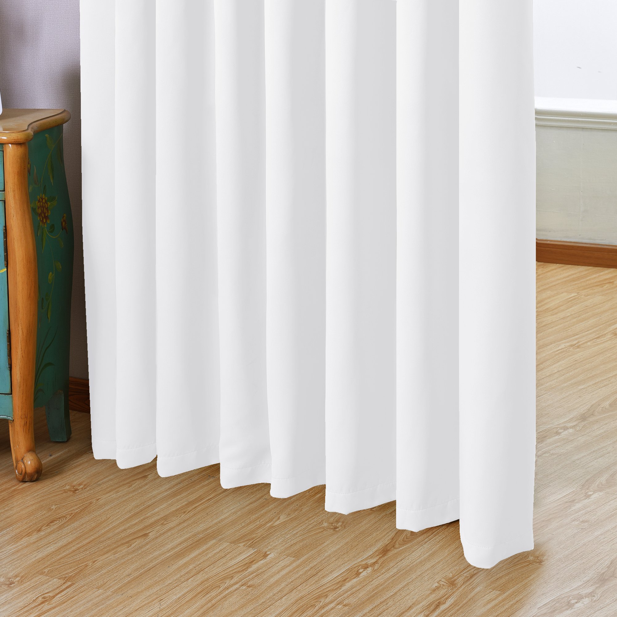 Turquoise Extra Wide Blackout Curtains for Living Room & Patio - Thermal Insulated Grommet Room Divider Curtain Panel (100W x 84L Inches, Pure White) - Perfect for Sliding Doors, Bedrooms & Home Theater Light Control