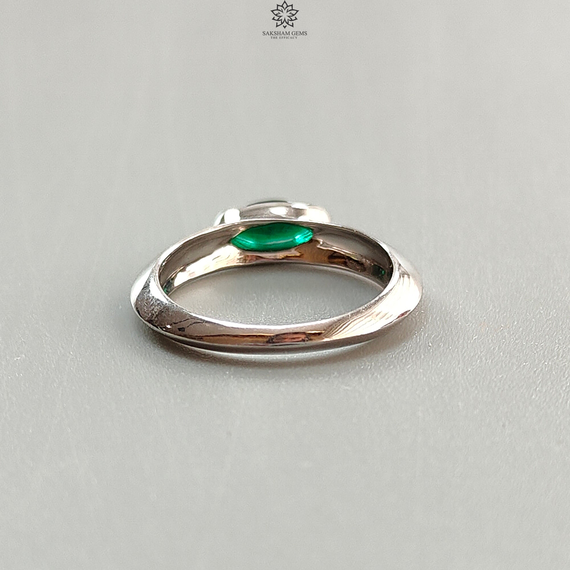Natural Emerald Marquise Cut Silver Ring – 2.75gms Untreated Emerald in 925 Sterling Silver Bezel Setting – Size 7.25 – Elegant Jewelry for Women, Perfect for Weddings, Anniversaries & Special Occasions