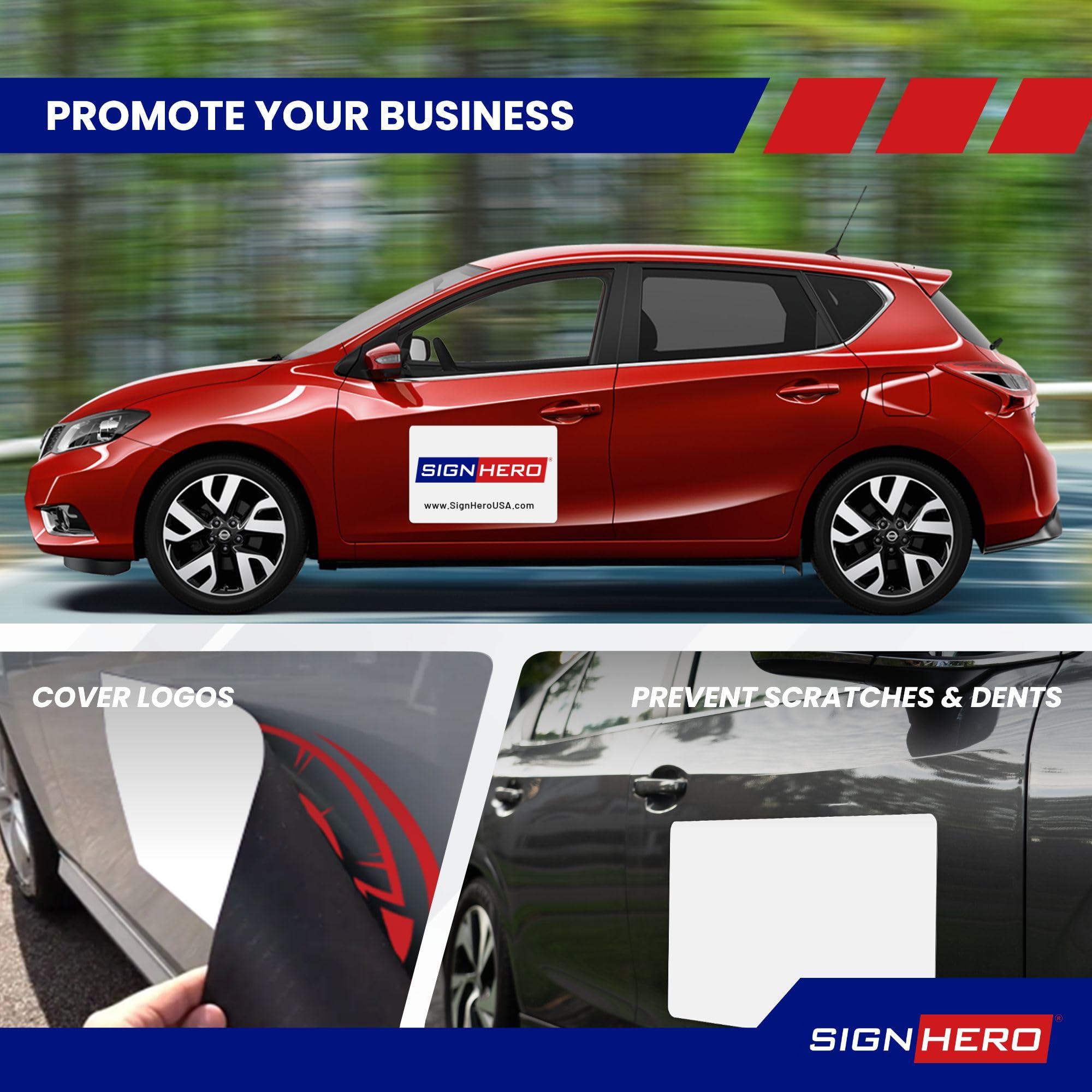 Premium Blank Car Magnets (2 Pack) – USA-Made Extra Large Round Corner Magnets for Business Advertising, HOA Signs & Vehicle Protection – Durable Scratch & Dent Prevention for Cars, Trucks & Vans – Perfect for Promotions, Temporary Signs & Parking Lot Safety