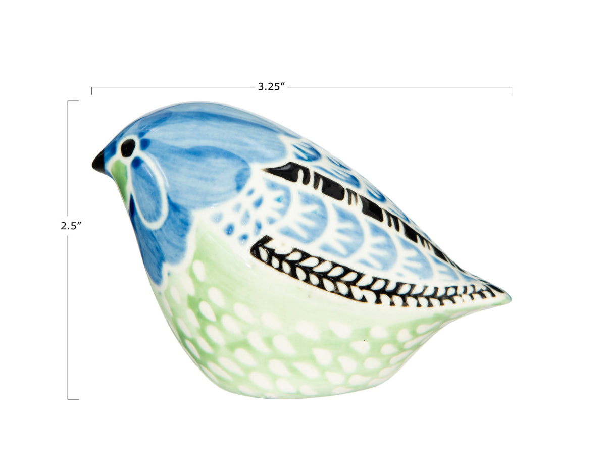 Hand Painted Stoneware Birds - Colorful Ceramic Decorative Birds for Home & Garden Decor - Perfect for Shelf Displays, Table Centerpieces, and Outdoor Garden Accents