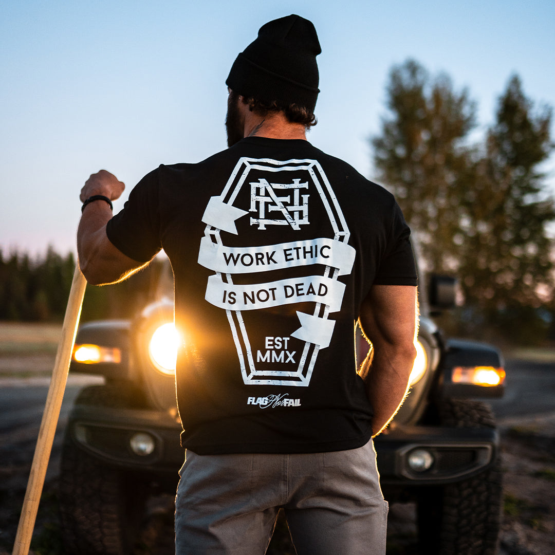 Work Ethic Tee - Black & White Cotton T-Shirt for Men & Women | Casual Workwear & Everyday Comfort