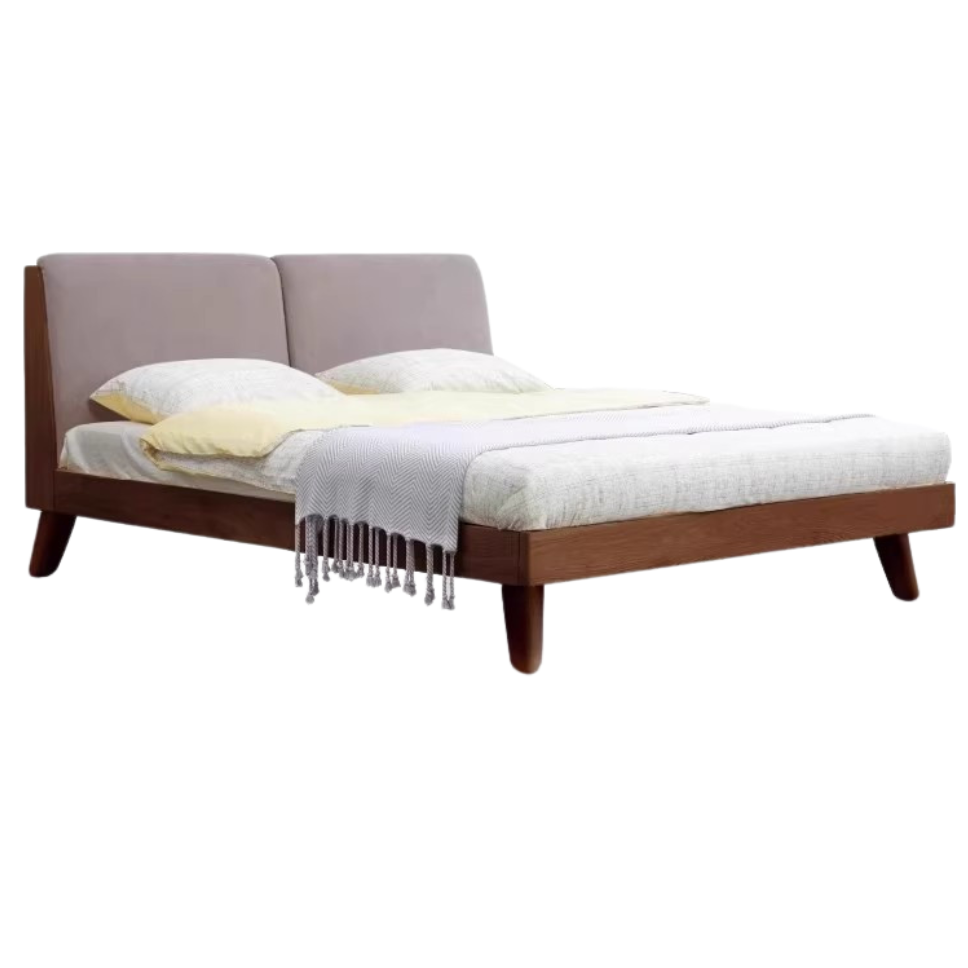Solid Oak Wood Soft Bed Frame - Queen Size, Natural Wood Finish - Perfect for Master Bedrooms, Guest Rooms & Cozy Home Decor