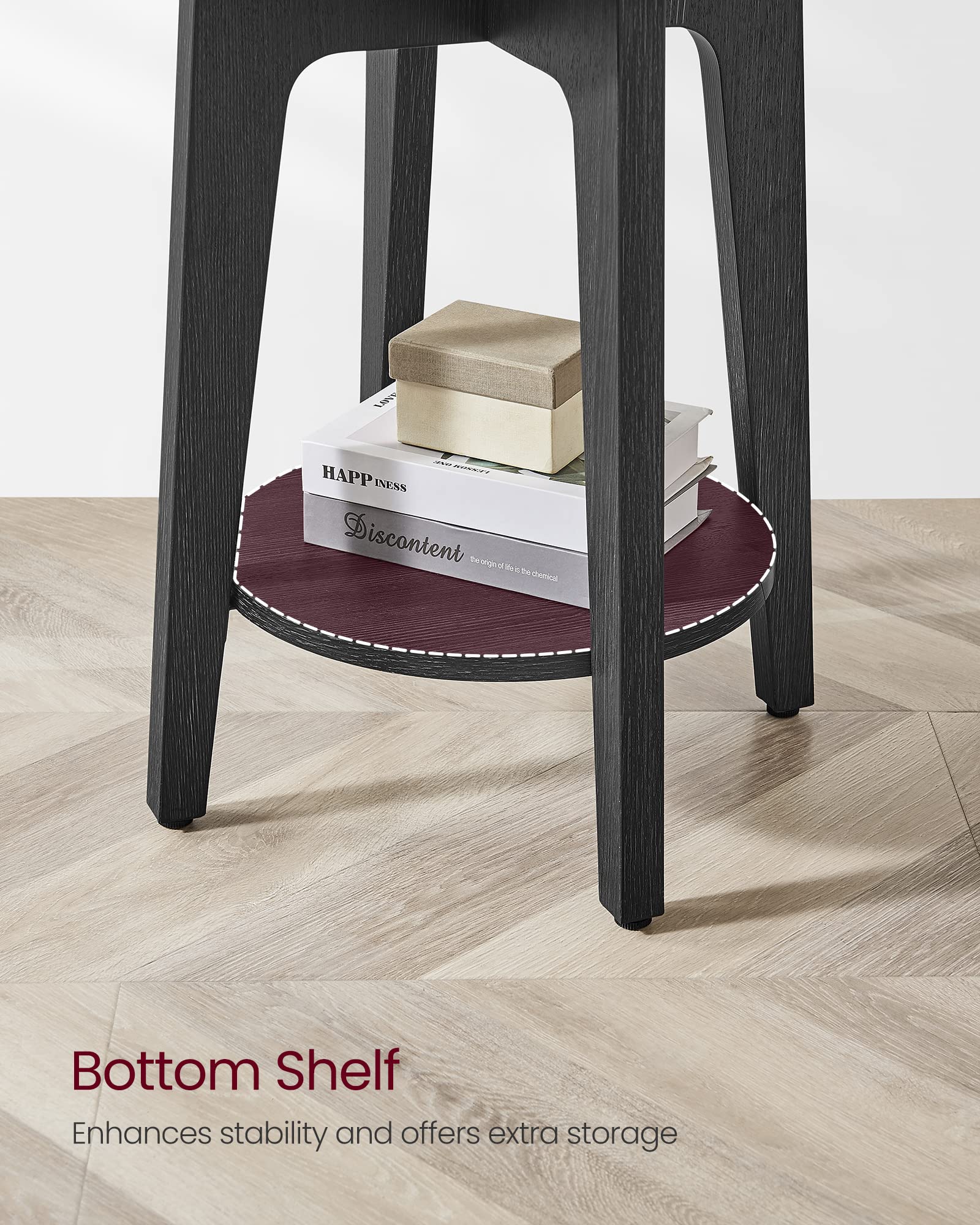 VASAGLE Small Round Side Table with Lower Shelf - Compact Nightstand for Bedroom, Living Room, Office - Space-Saving End Table in Charcoal Gray | Perfect for Small Spaces, Apartments & Dorm Rooms