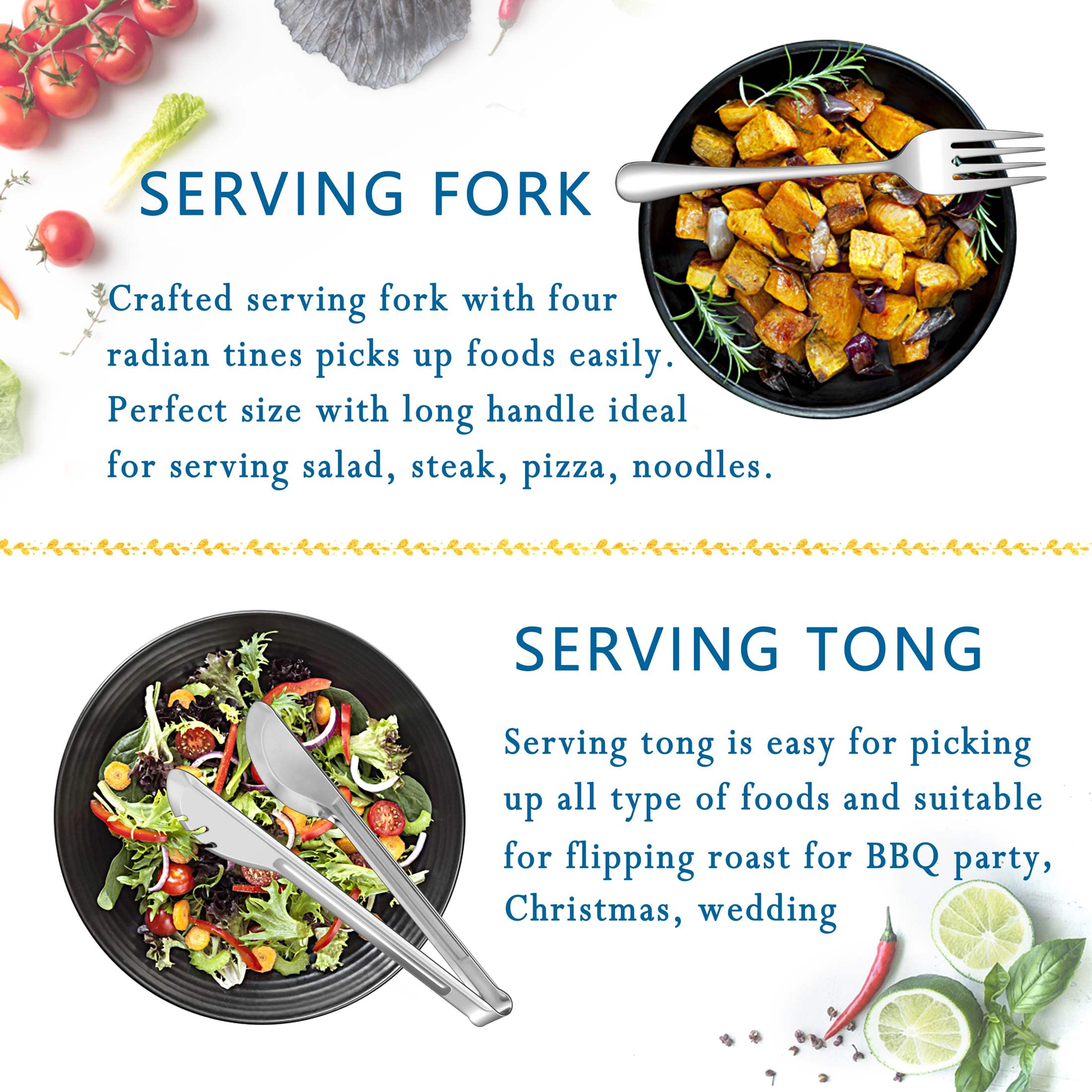 Herogo 12-Piece Stainless Steel Serving Utensil Set - 8.7