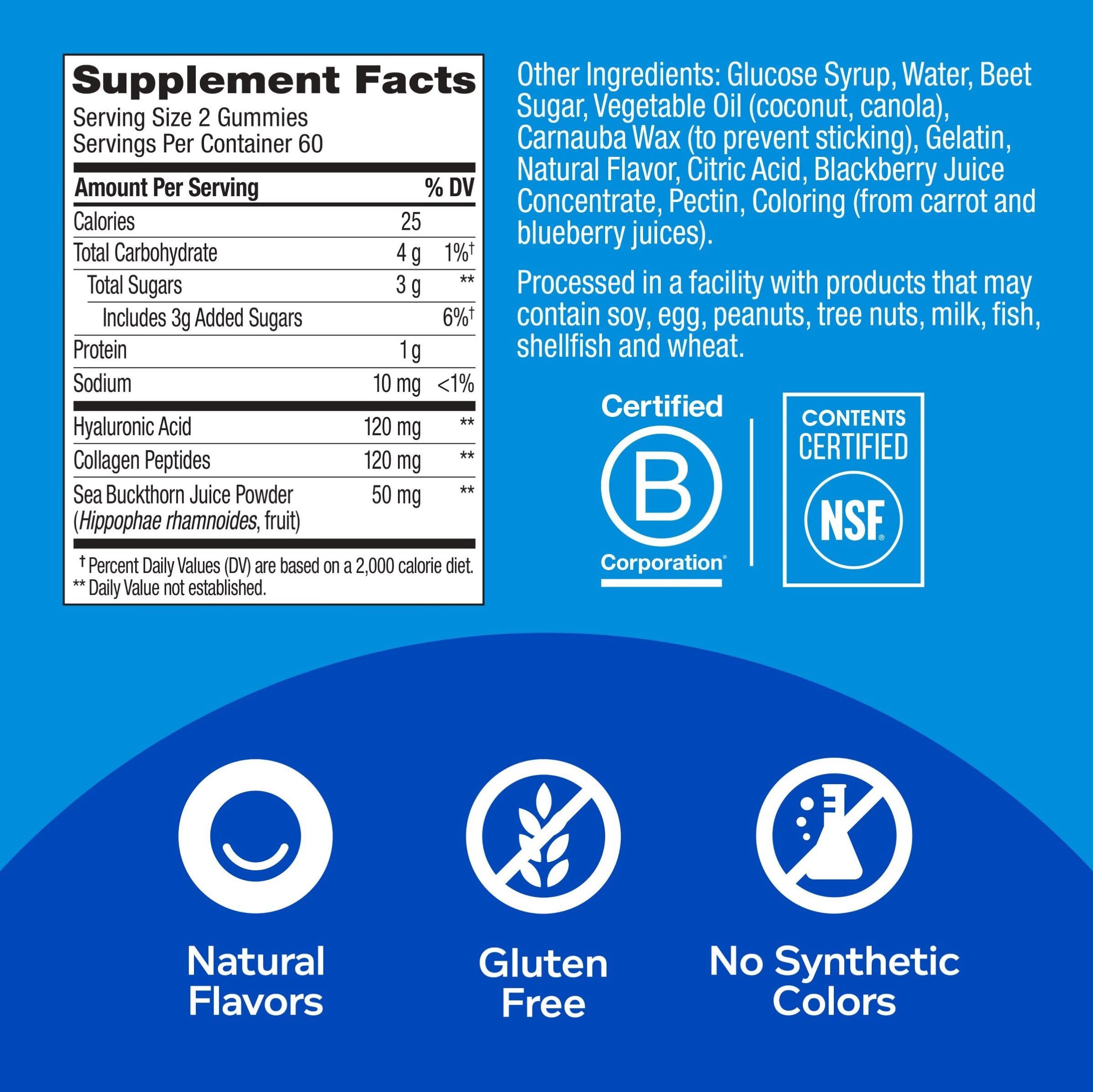 OLLY Glowing Skin Collagen Gummy Supplement with Hyaluronic Acid & Sea Buckthorn - Berry Flavor (50ct Bottle + 120ct Pouch) for Hydrated, Youthful Skin - Perfect for Daily Beauty Routine & On-the-Go Skincare Boost