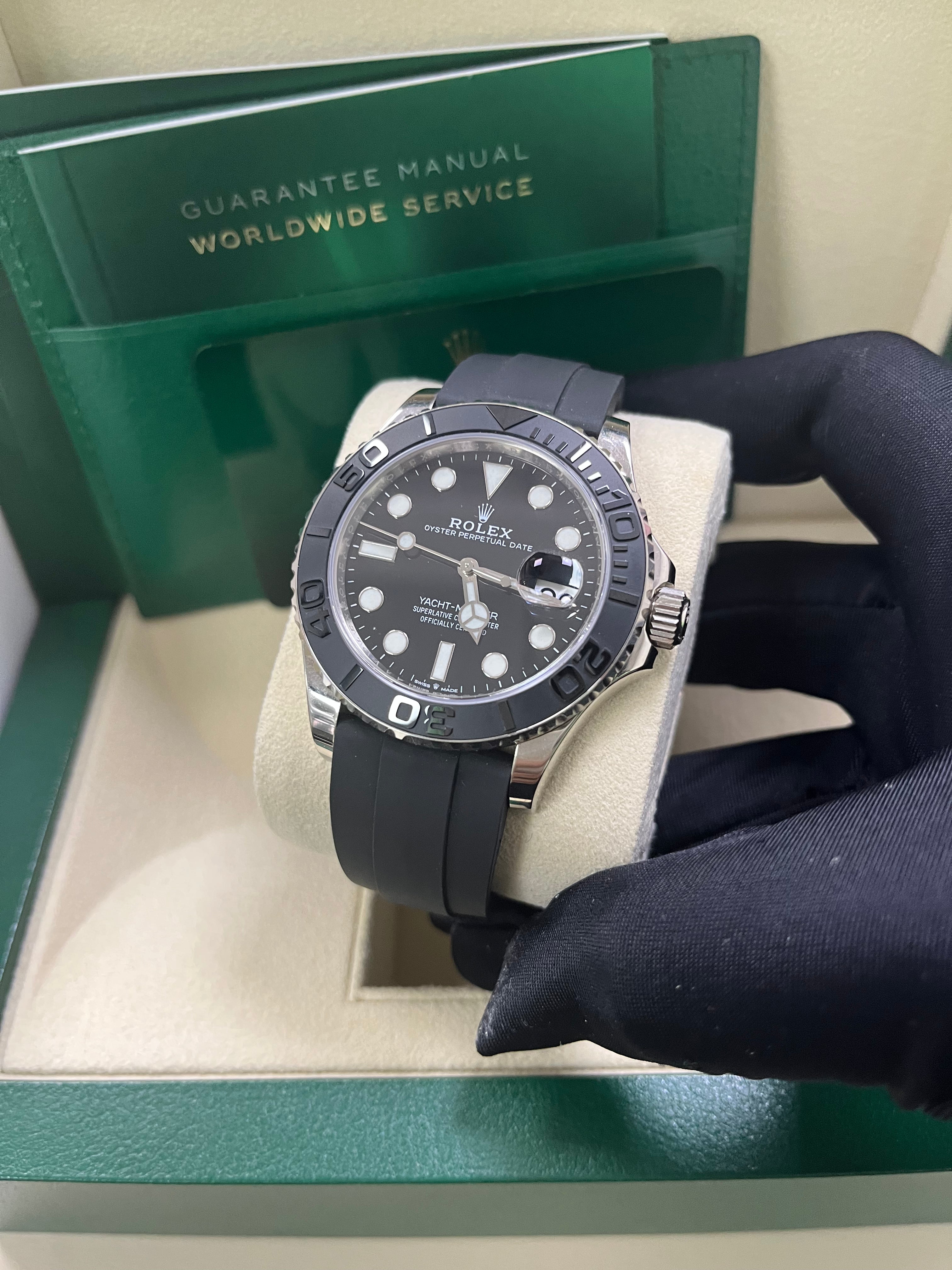 Rolex Yacht-Master 42 White Gold Men's Watch with Black Dial & Oysterflex Bracelet - Ref. 226659 - Luxury Diving Timepiece for Sailing, Yachting & Formal Occasions