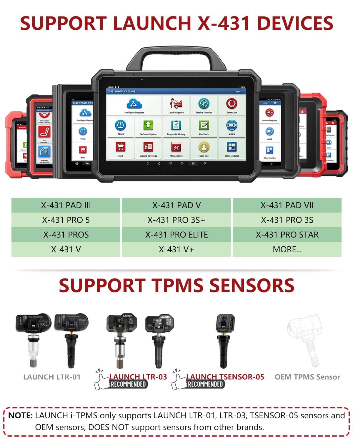 LAUNCH X-431 i-TPMS Tire Pressure Monitoring System Service Tool - Compatible with X-431 Scanner & i-TPMS App | Works with All 315/433MHz Sensors | Professional TPMS Diagnostic Tool for Auto Shops & Mechanics (Upgraded TSGUN Version) | Perfect for Vehicle Maintenance & Tire Pressure Monitoring