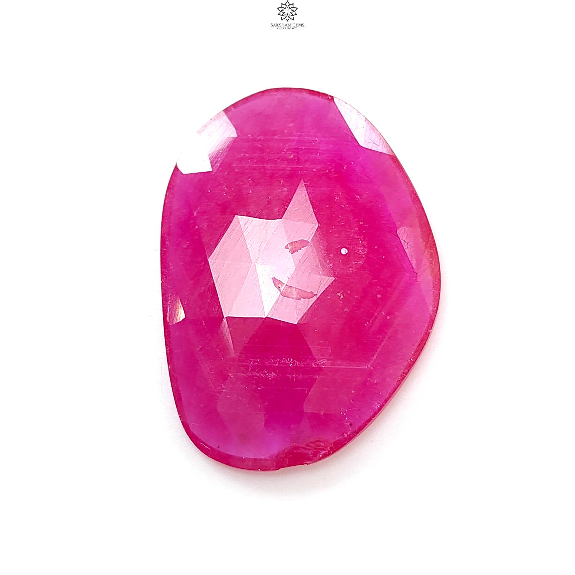 Natural Glass-Filled Pinkish Red Ruby Gemstone Rose Cut Slice - 28.90cts, 31x22mm Fancy Shape for Jewelry Making | Engagement Rings, Necklaces & Bracelets
