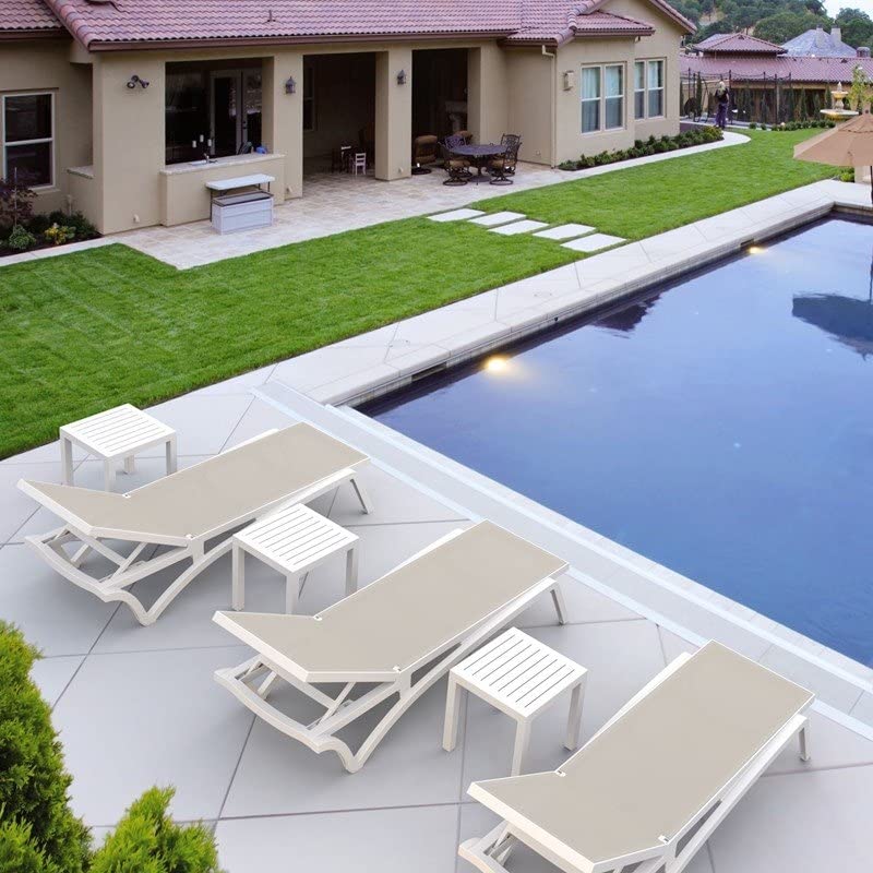 White 2-Piece Square Resin Patio Side Table Set by Home Square - Perfect for Outdoor Lounging, Poolside Relaxation & Garden Decor