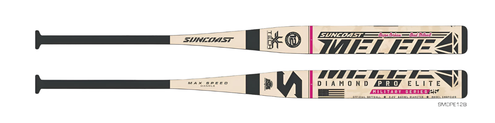 Suncoast Melee Diamond Pro Elite Military Series Balanced Senior Slowpitch Bat (SMDPE12B) - Perfect for Competitive Slowpitch Softball Games & Tournaments