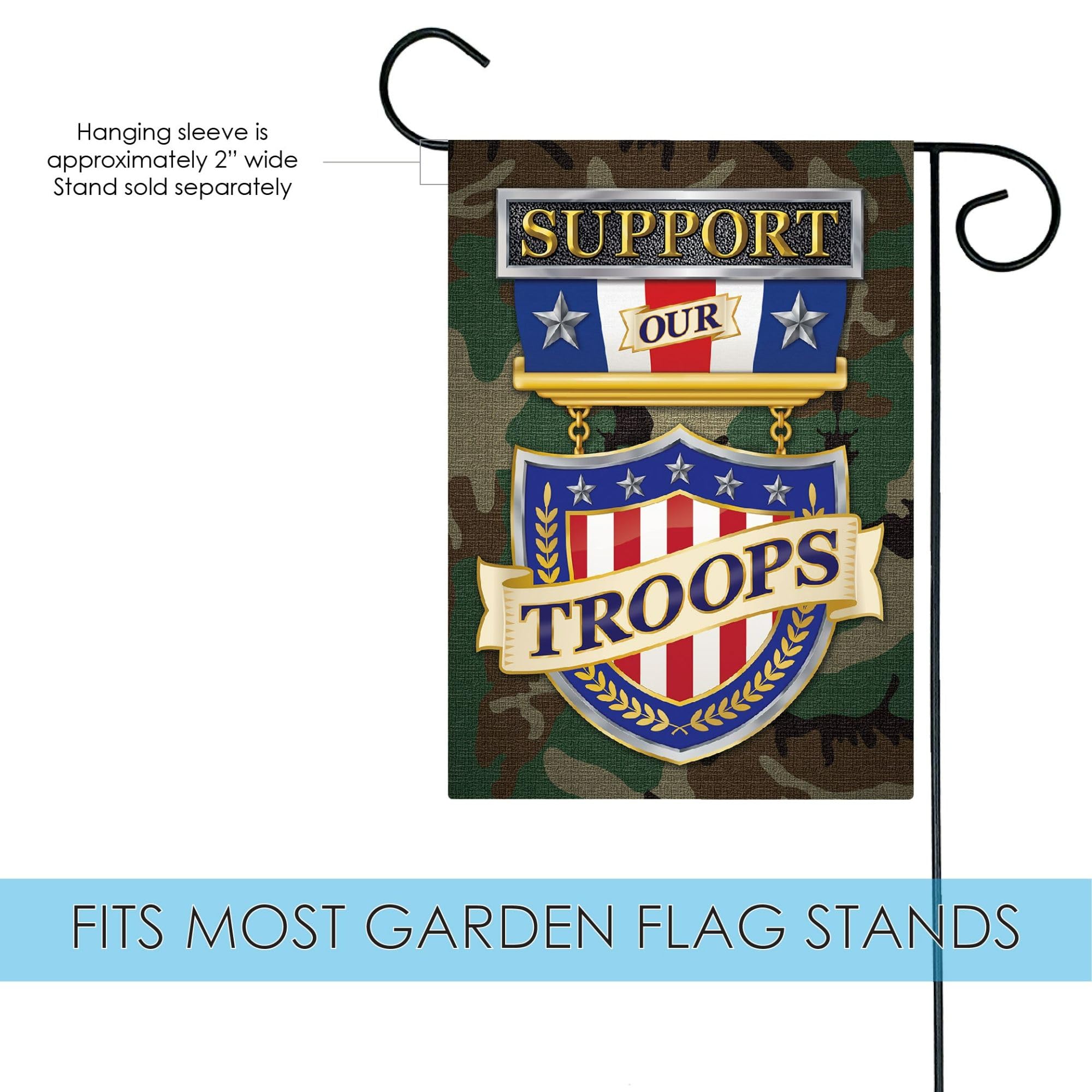 Toland Home Garden 1112388 Double Sided Patriotic Garden Flag 12x18 Inch - Military Yard Decoration, Outdoor House Flag to Support Our Troops - Perfect for Front Yard, Porch & Patriotic Holidays