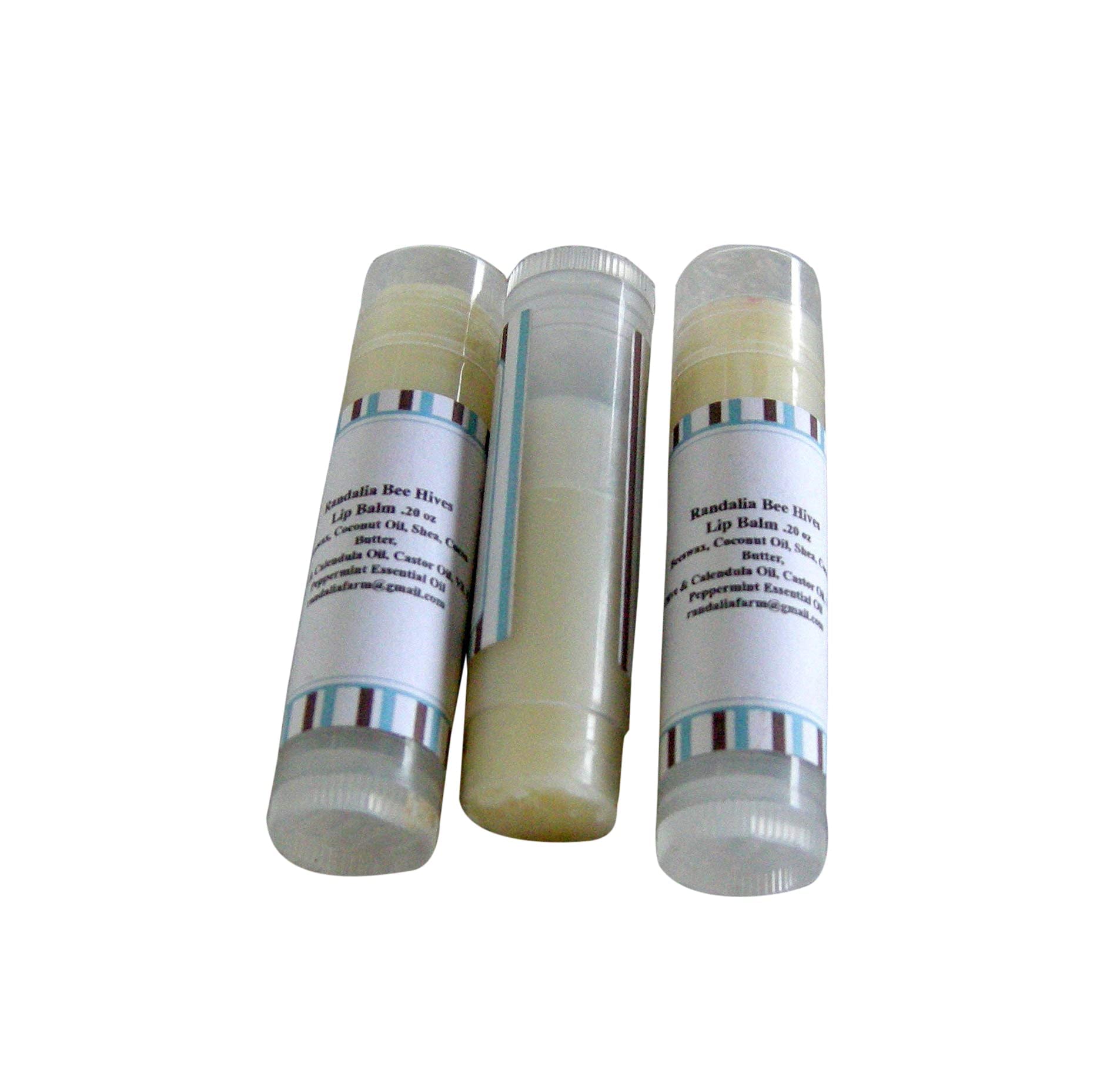 Organic Peppermint Lip Balm Set of 3 - Moisturizing & Soothing - Made with Beeswax from Randalia Bee Hives - Perfect for Dry Lips, Winter Care & On-the-Go Hydration