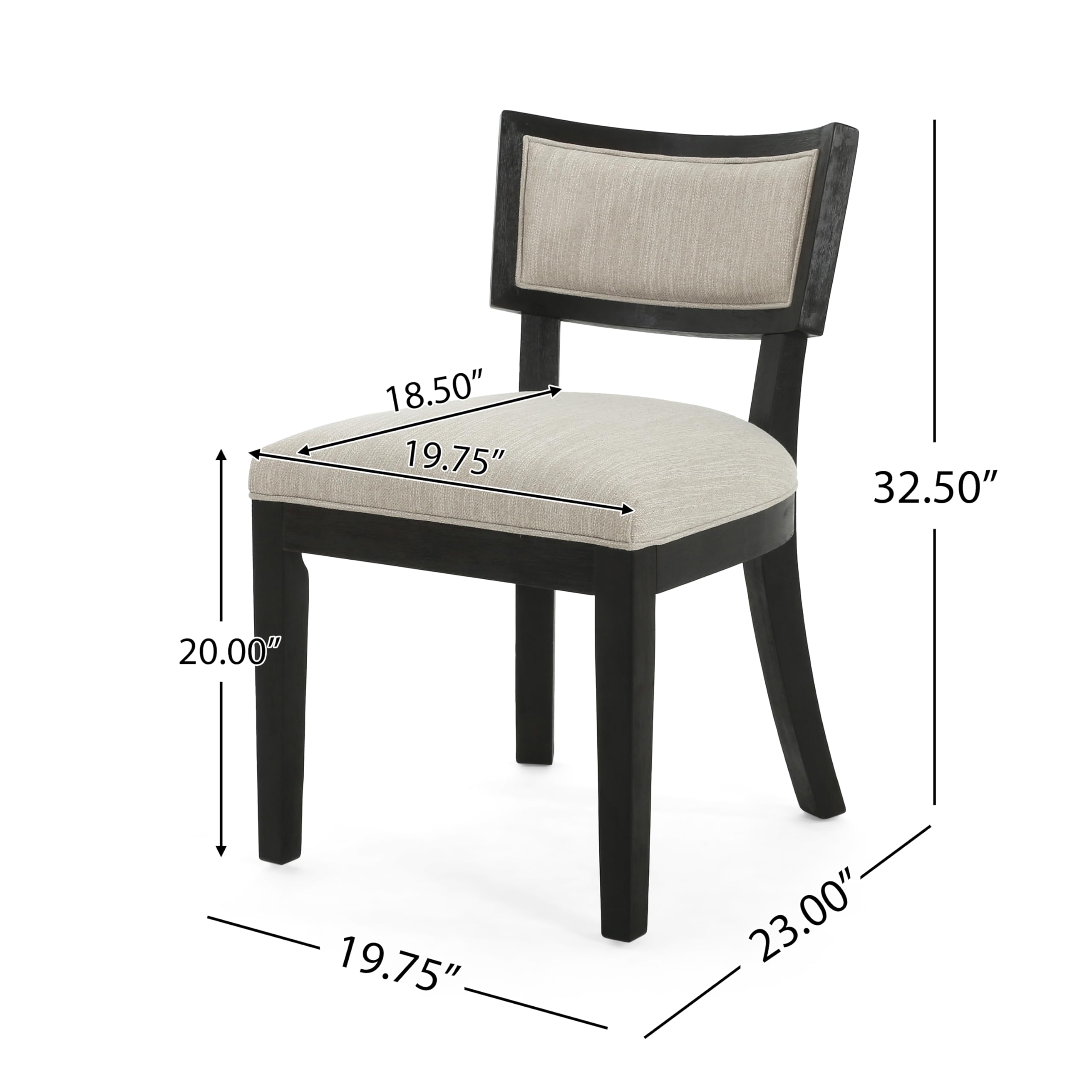Christopher Knight Home Set of 2 Fabric Upholstered Armless Dining Chairs with Rubberwood Legs & King Louis Back - Wood Frame Soft Chairs for Dining Room, Kitchen, Restaurant - Brown & Beige - Perfect for Home Decor, Small Spaces & Elegant Dining Settings