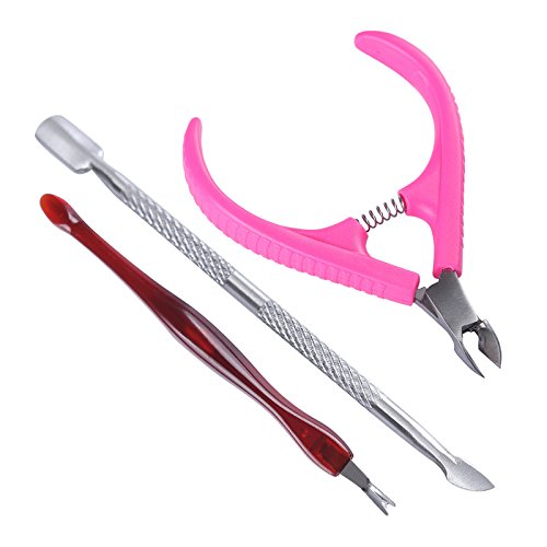 3Pcs Professional Cuticle Pusher & Nail Clipper Kit - Stainless Steel Cuticle Remover Tool for Dead Skin & Hangnails - Perfect for Manicure, Pedicure & Nail Art at Home or Salon