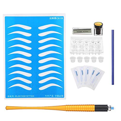 Professional Semi-Permanent Tattoo Kit with Gold Eyebrow Makeup Pen & Stylus Needle - Perfect for Beginners & Experts - Ideal for Eyebrow Microblading, Beauty Salons, and Home Use