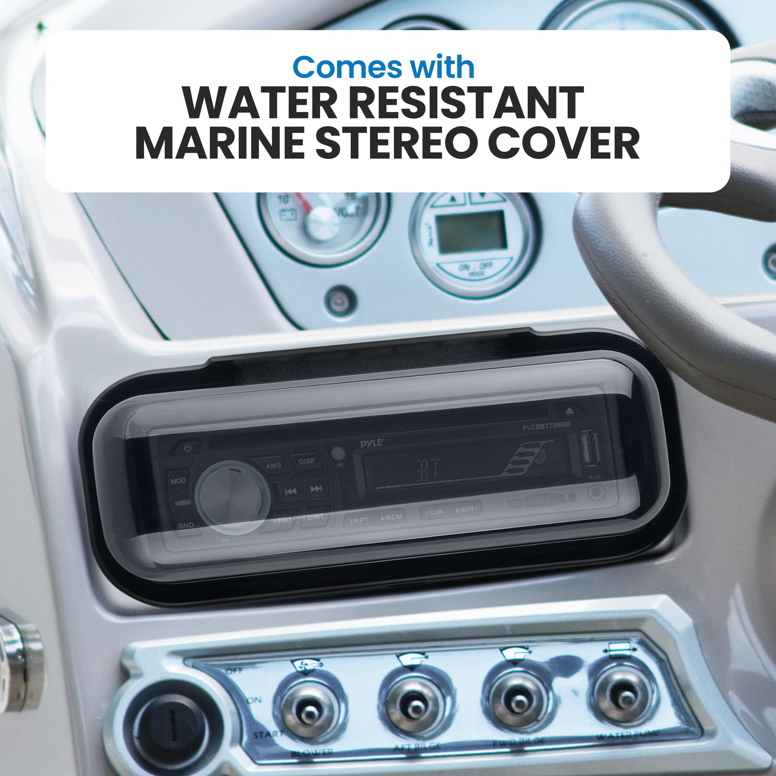 Pyle Bluetooth Car Stereo - Single DIN Marine Stereo Receiver Kit with Waterproof 6.5” Speakers, MP3/USB/SD/AUX/FM, Built-in Mic & Remote - Water-Resistant for Cars, Boats & Outdoor Adventures