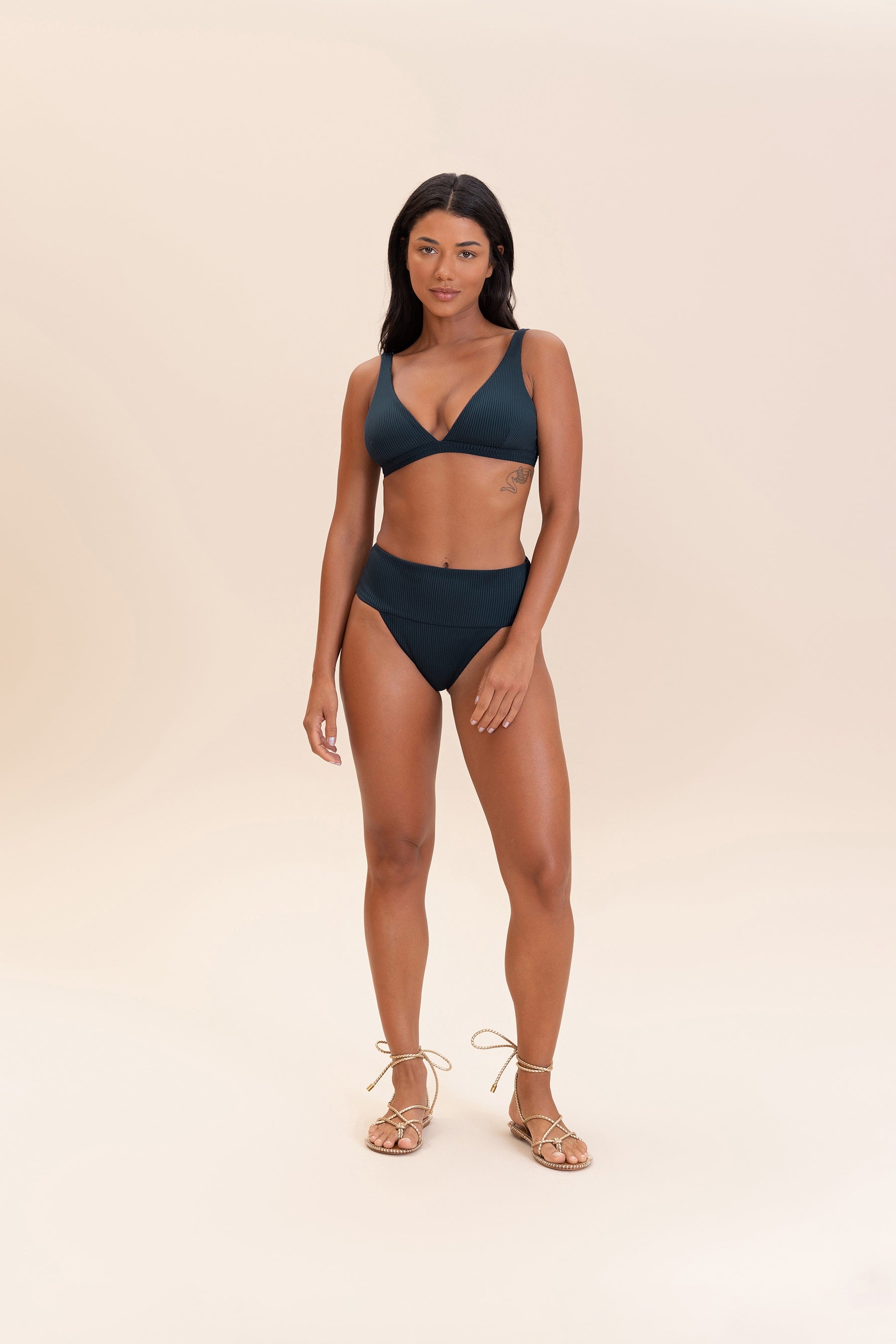 High Waist Glossy Ribbed Bikini Bottom - Sexy Swimwear for Women | Perfect for Beach Vacations & Pool Parties