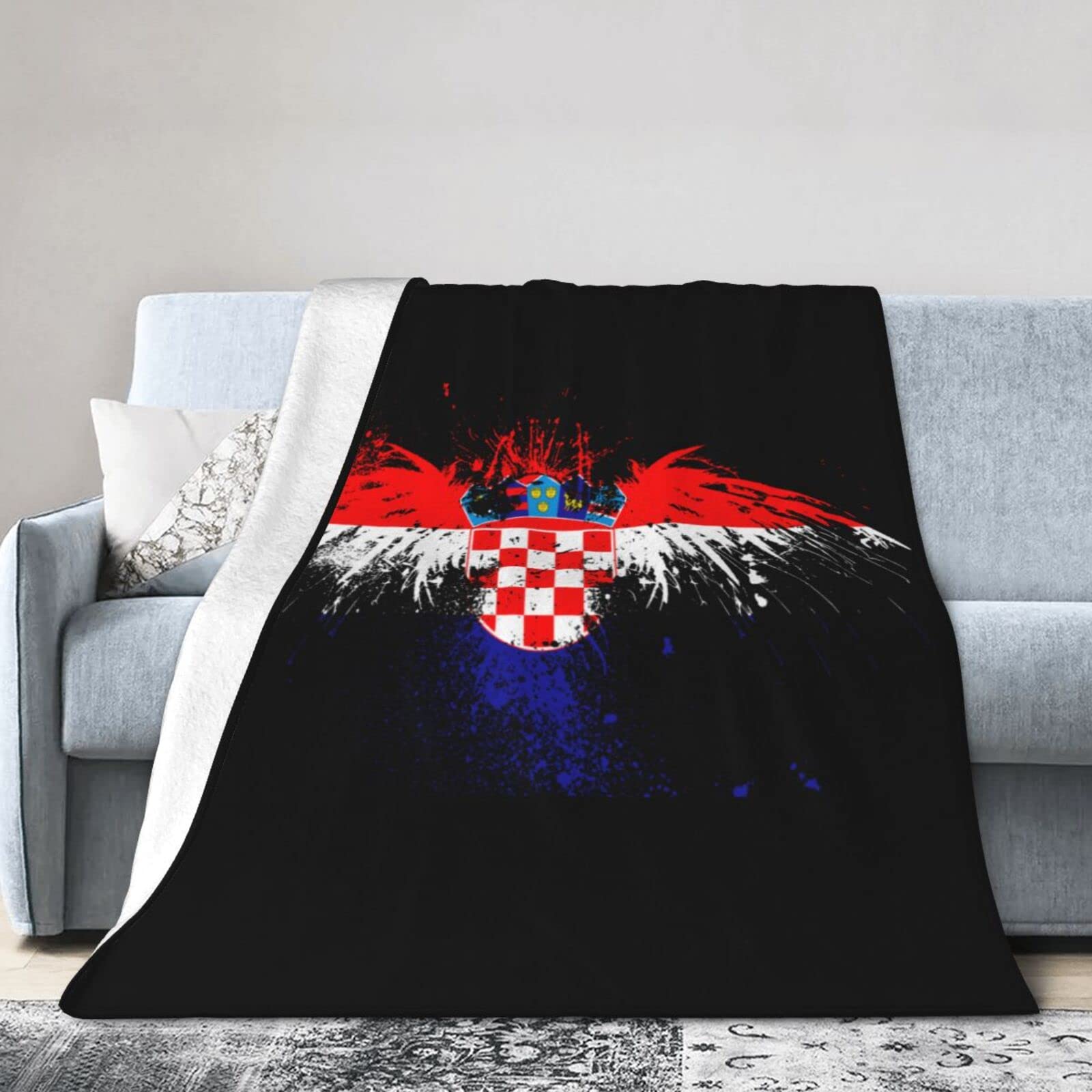 HUFURI Eagle Croatia Flag Flannel Fleece Throw Blanket 80